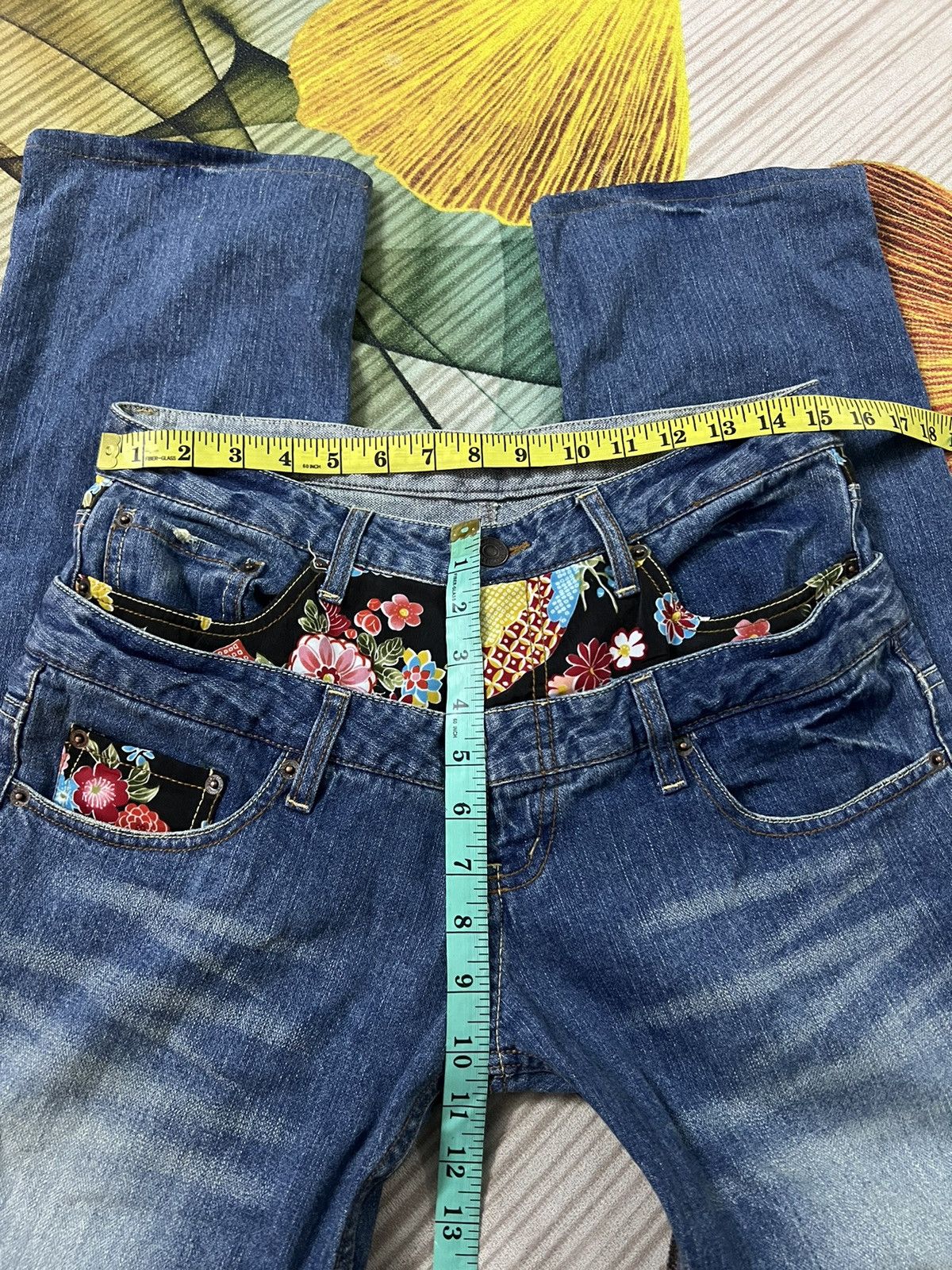 Japanese Brand DOMINATE HANDCRAFTED DOUBLE WAIST FLOWER JEANS RARE Size US 30 / EU 46 - 10 Thumbnail