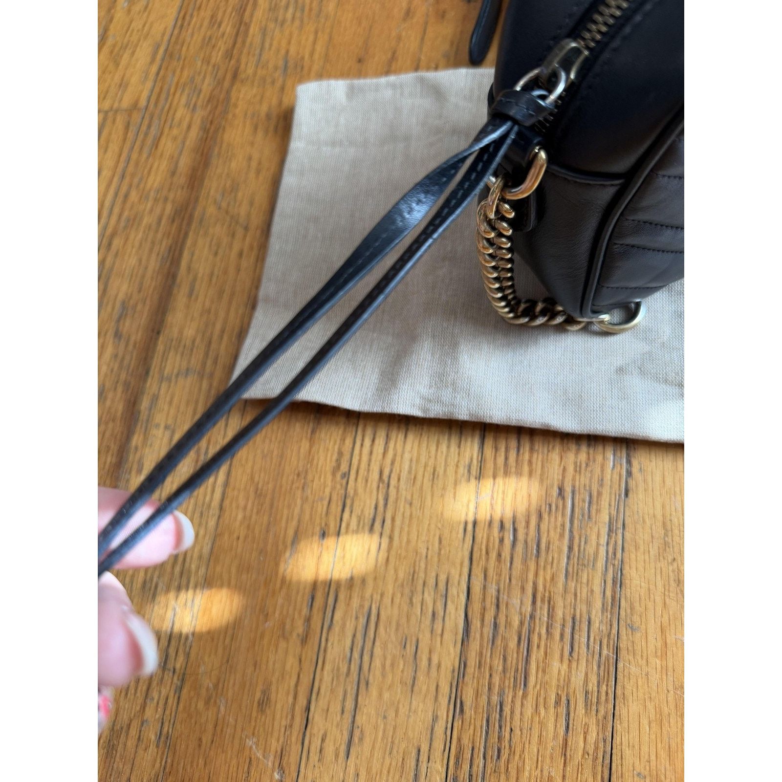 Gucci Gucci Crossbody Bag Small Black Leather GG Marmont Camera Size ONE SIZE - 7 Thumbnail