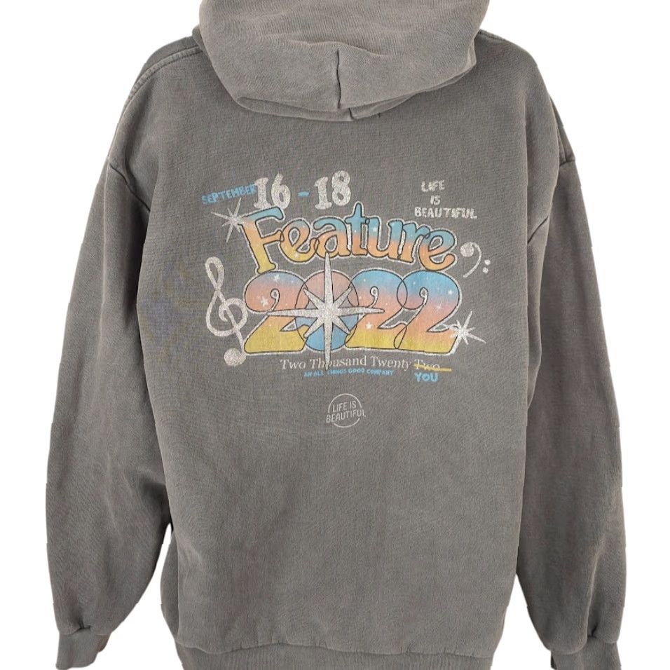 Vintage FEATURE Life Is Beautiful Festival Sweatshirt Hoodie Mens 3XL Gray USA Size US XXL / EU 58 / 5 - 4 Thumbnail