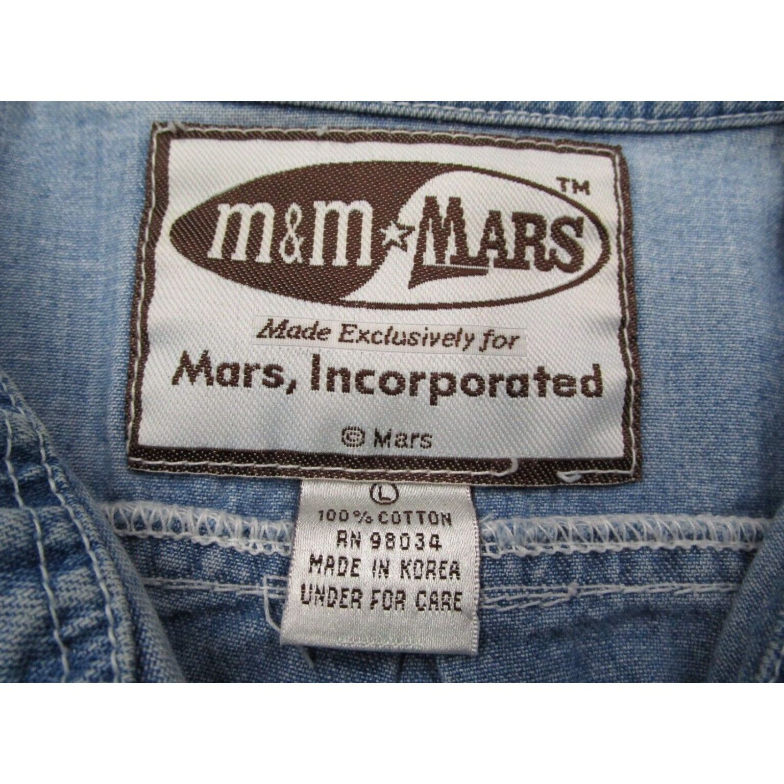 Vintage VINTAGE M&M's Blue Denim Long Sleeve Button Up Shirt Mens Large 90s Cotton Size US L / EU 52-54 / 3 - 4 Thumbnail