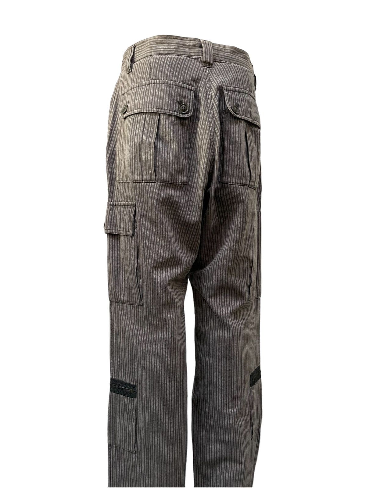 Japanese Brand Icca Japan Herringbone Striped MultiPocket Loose Cargo Pants Size US 31 - 7 Thumbnail