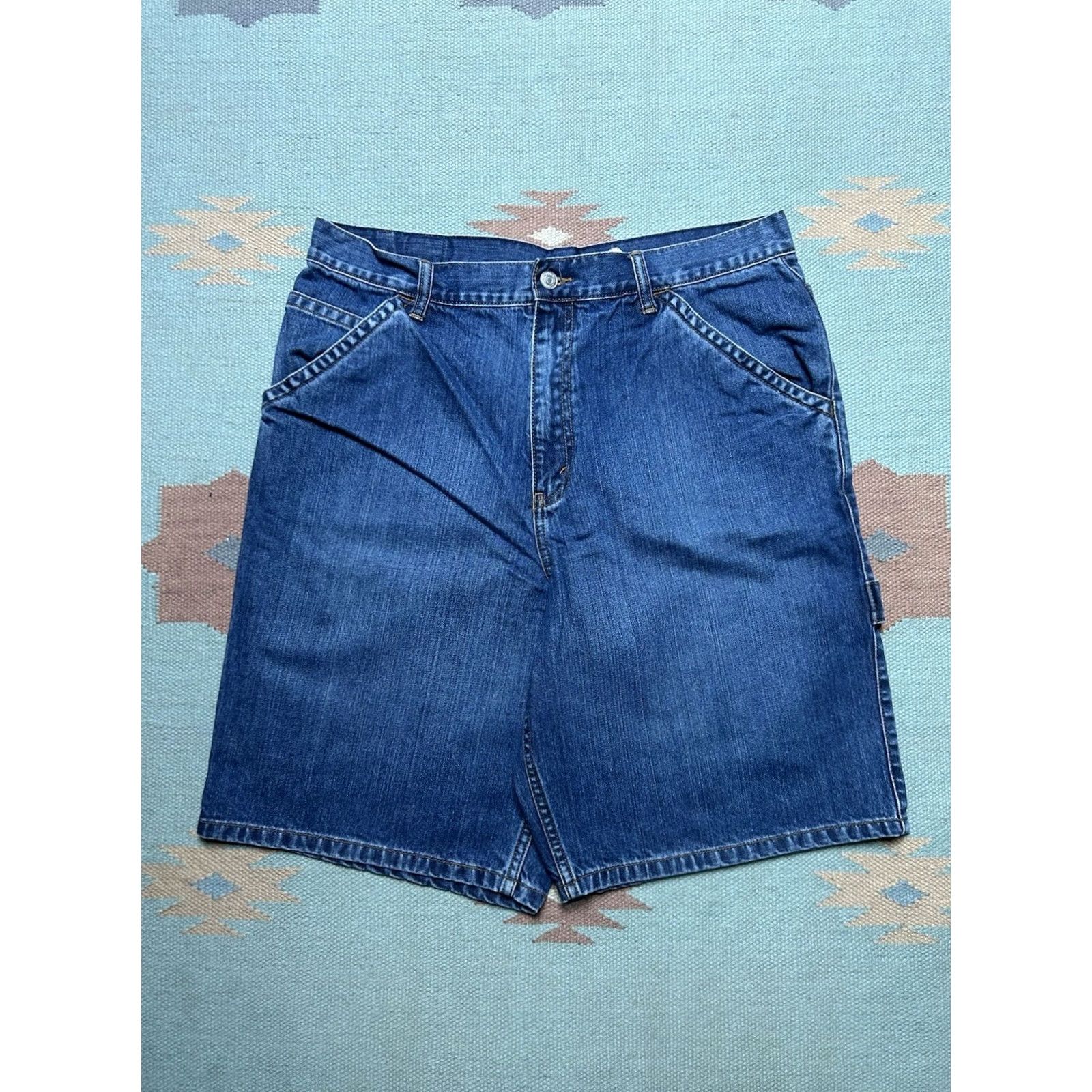 Levi's VINTAGE Levi’s Carpenter Jorts Denim Shorts Red Tab Baggy Wide Leg 34 Men's Denim Shorts 34 Inseam 10” 22” Outseam 22” 12” Leg Opening 12” Size US 34 / EU 50 - 5 Thumbnail
