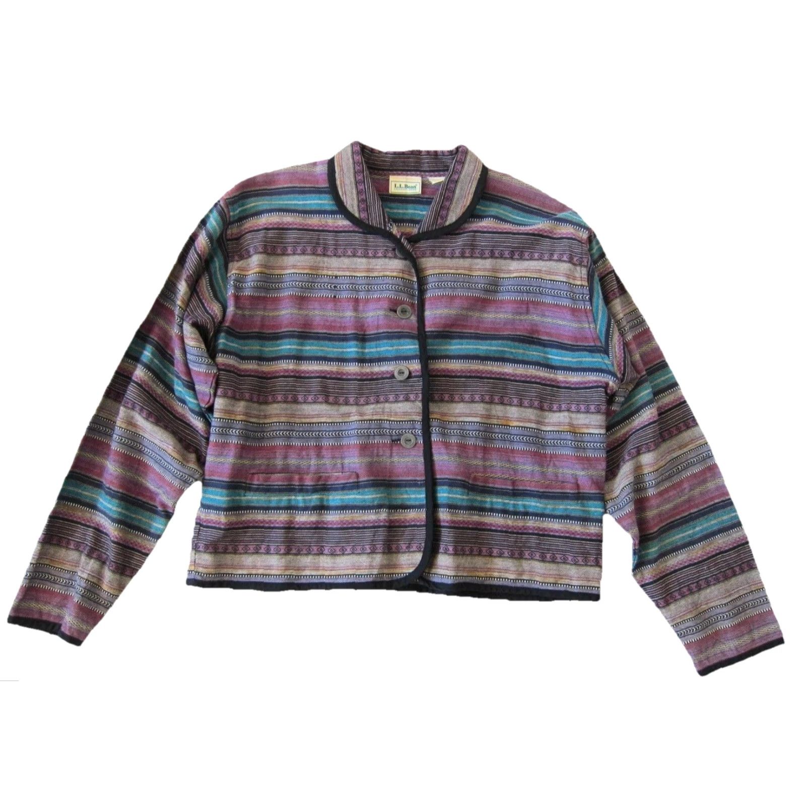 Vintage VINTAGE L.L. Bean Blazer Jacket Womens Stripe Purple Blue 100% Cotton Blazer S Button Blazer Blazer Jacket Blazer? Size S / US 4 / IT 40 - 2 Thumbnail