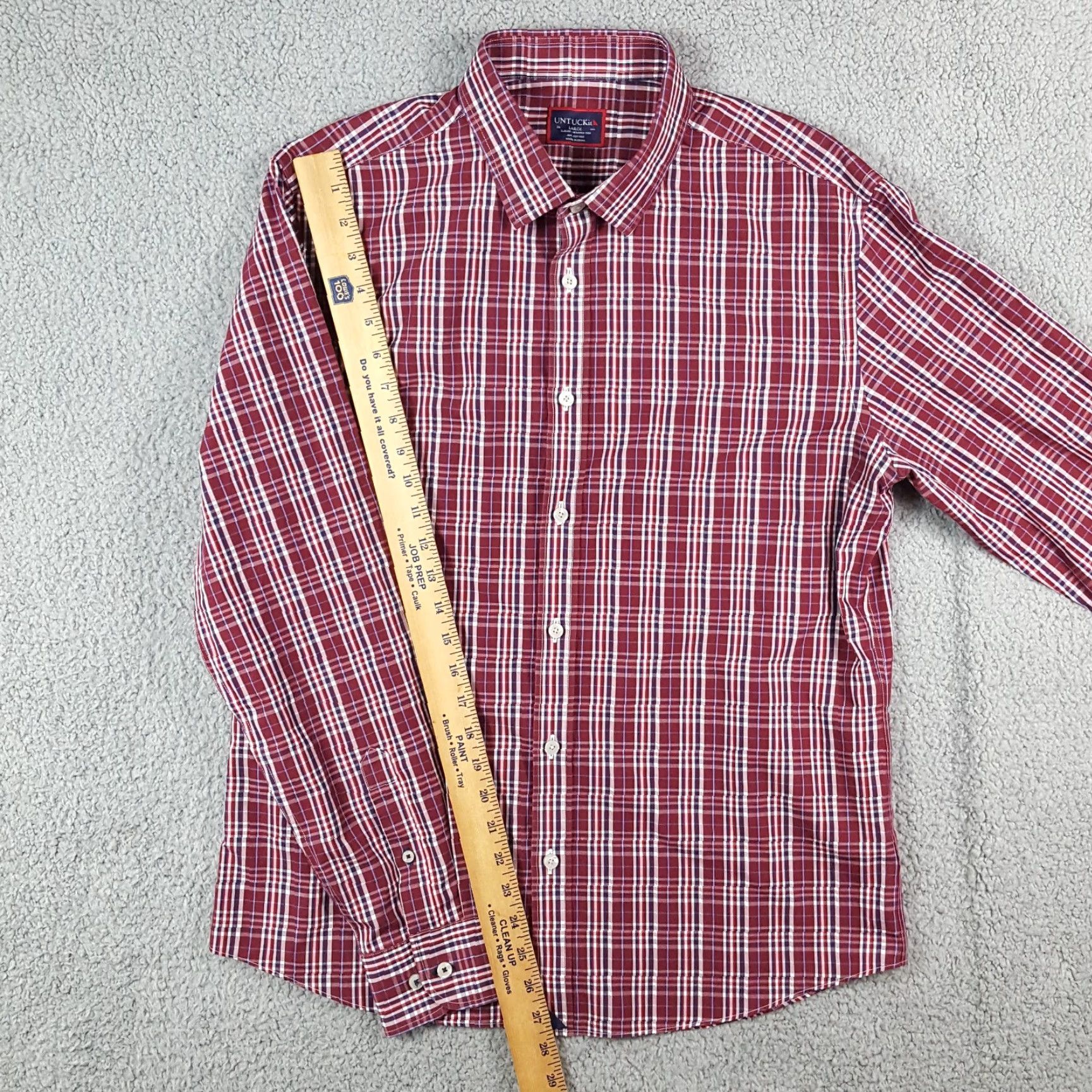 UNTUCKit VINTAGE UNTUCKit Plaid Shirt Men Large Long Sleeve Button-Up Collared Casual Preppy 90s Red Maroon Shirt Mens Large Size US L / EU 52-54 / 3 - 8 Thumbnail