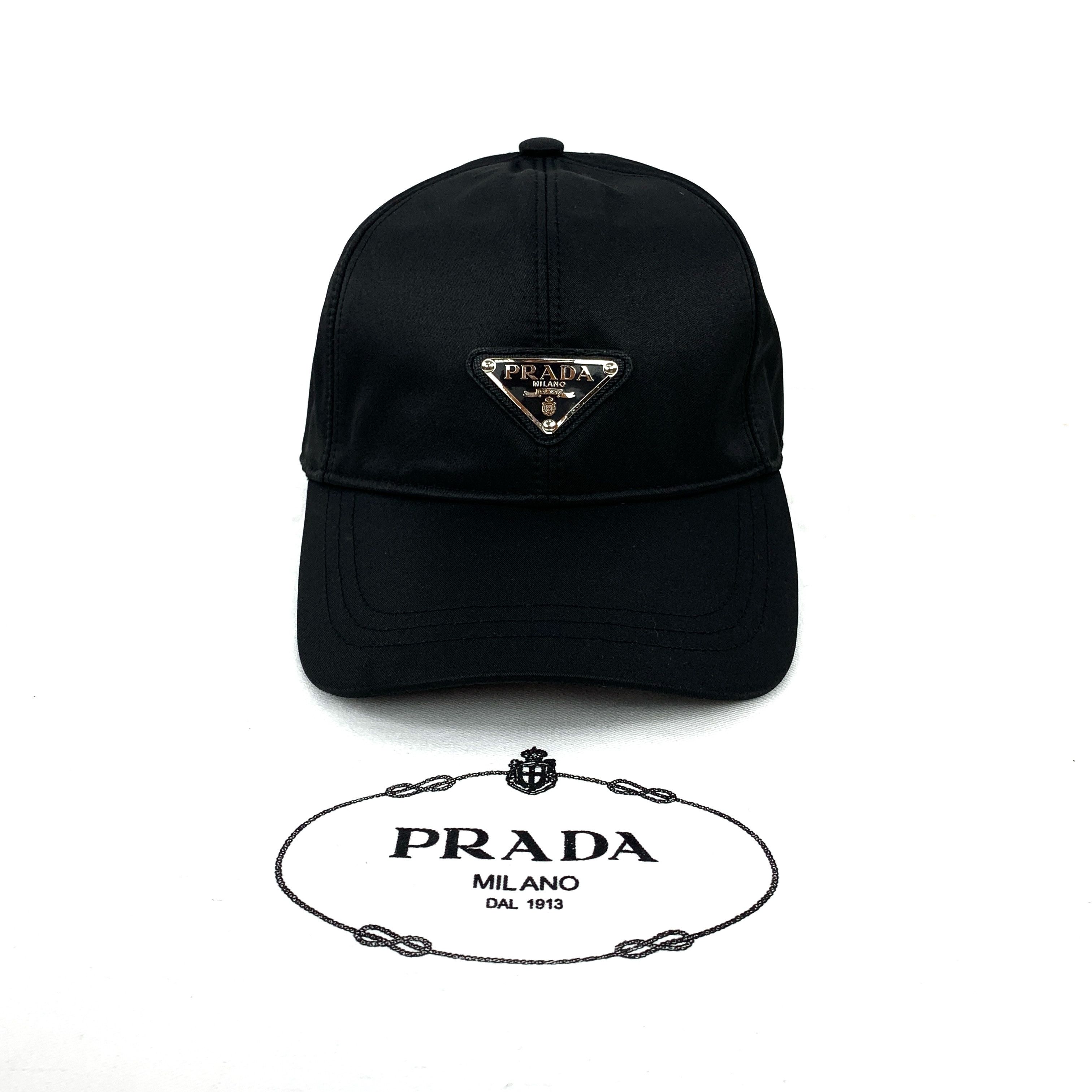 Prada Prada Nylon Baseball Cap Tessuto Center Triangle Logo 