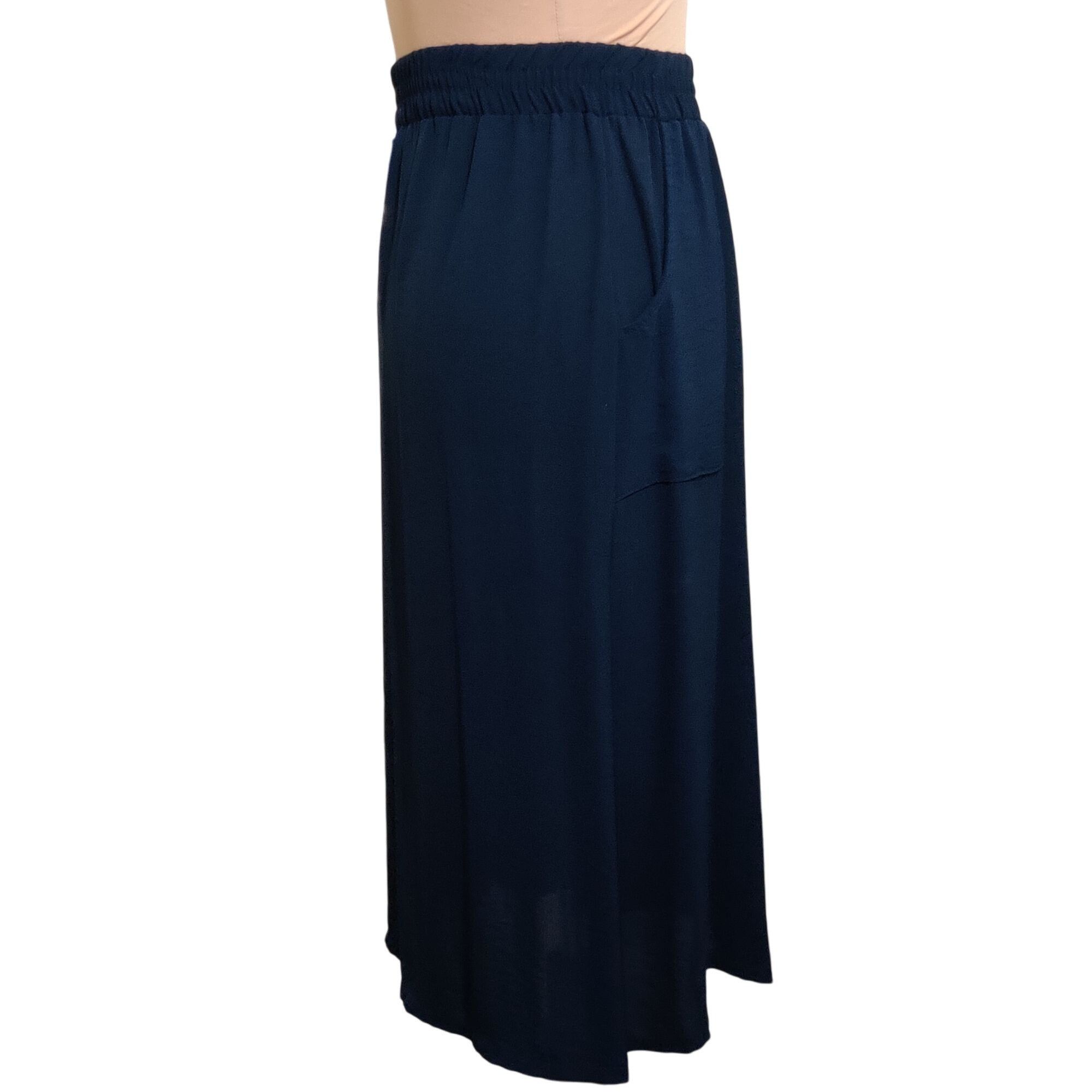Other Emi & Joe L Navy Blue Midi Skirt Pockets Button Detail Flowy Size 34" / US 12 / IT 48 - 2 Thumbnail
