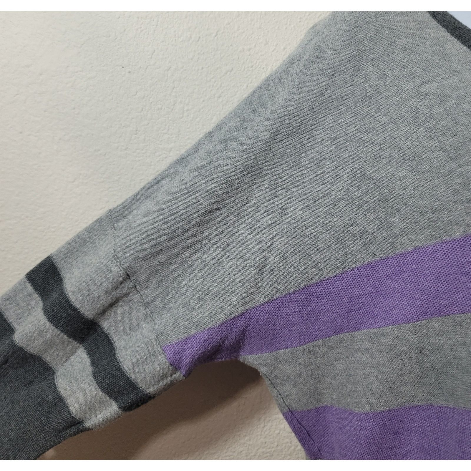 Other Gray Purple Striped V Neck Sweater Top XL Stretchy Side Ties Size XL / US 12-14 / IT 48-50 - 2 Thumbnail