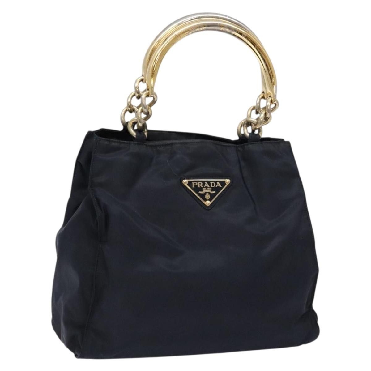 Prada PRADA Hand Bag Nylon Navy Gold Size ONE SIZE - 1 Thumbnail