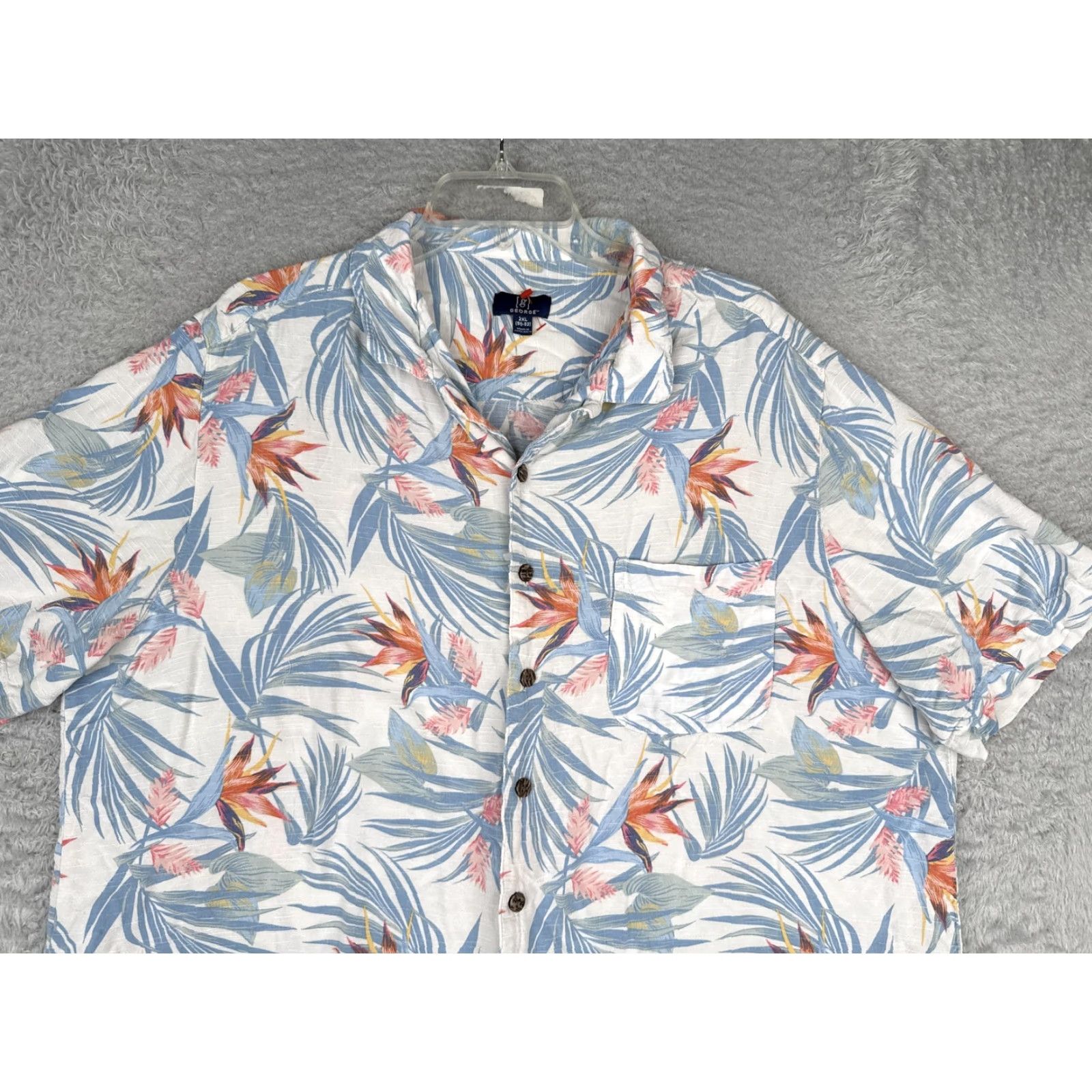 George George Shirt Mens 2XL Multicolor Short Sleeve Hawaiian Floral Tropical Button Up Size US XXL / EU 58 / 5 - 4 Thumbnail