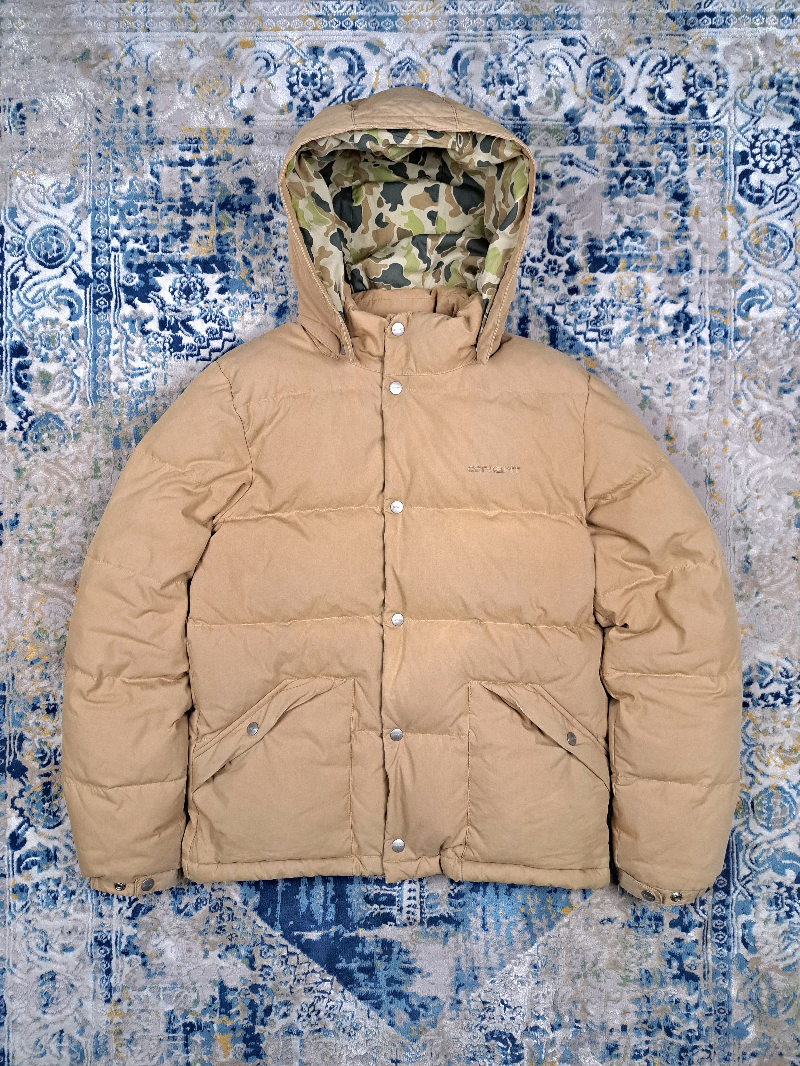 image of Carhartt Broom Jacket Down Puffer Camo Lining Y2K in Beige, Men's (Size Small)