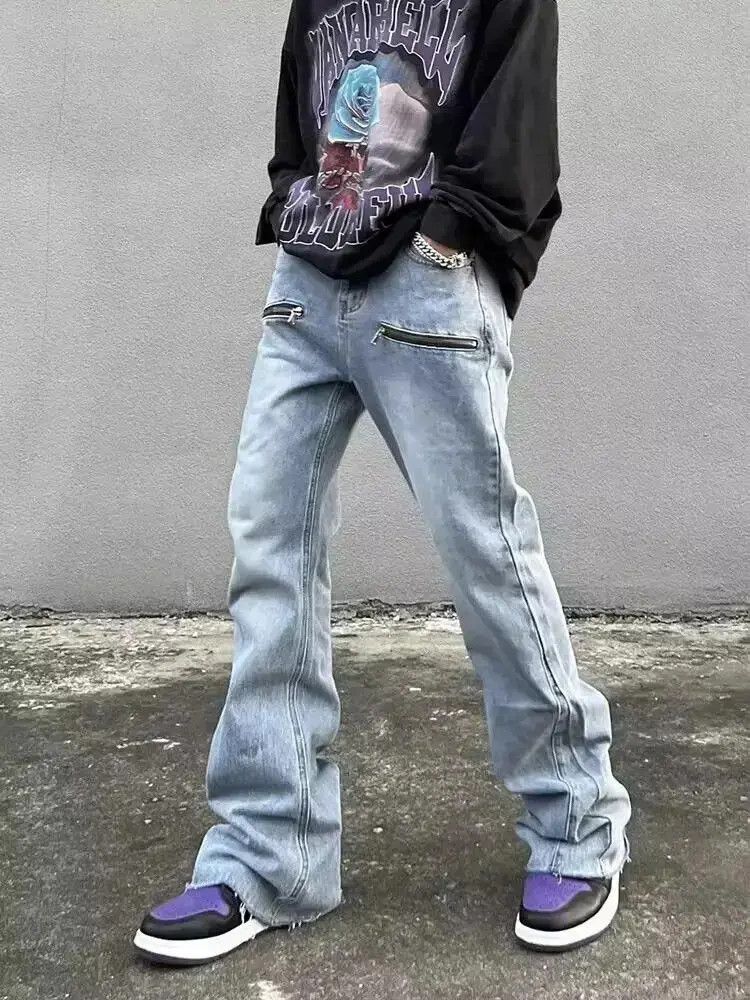 Japanese Brand Vintage washed light blue zippered bootcut jeans Size US 34 / EU 50 - 4 Thumbnail