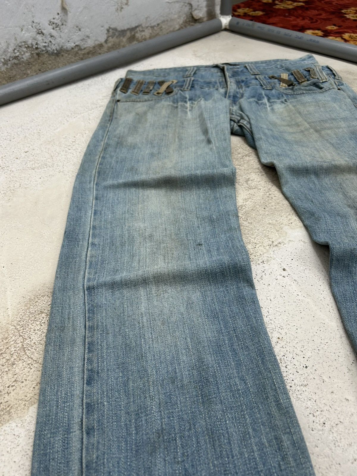 If Six Was Nine Vintage Dominate Double Waist Belt Loop Light Dirty Washed Size US 33 - 7 Thumbnail