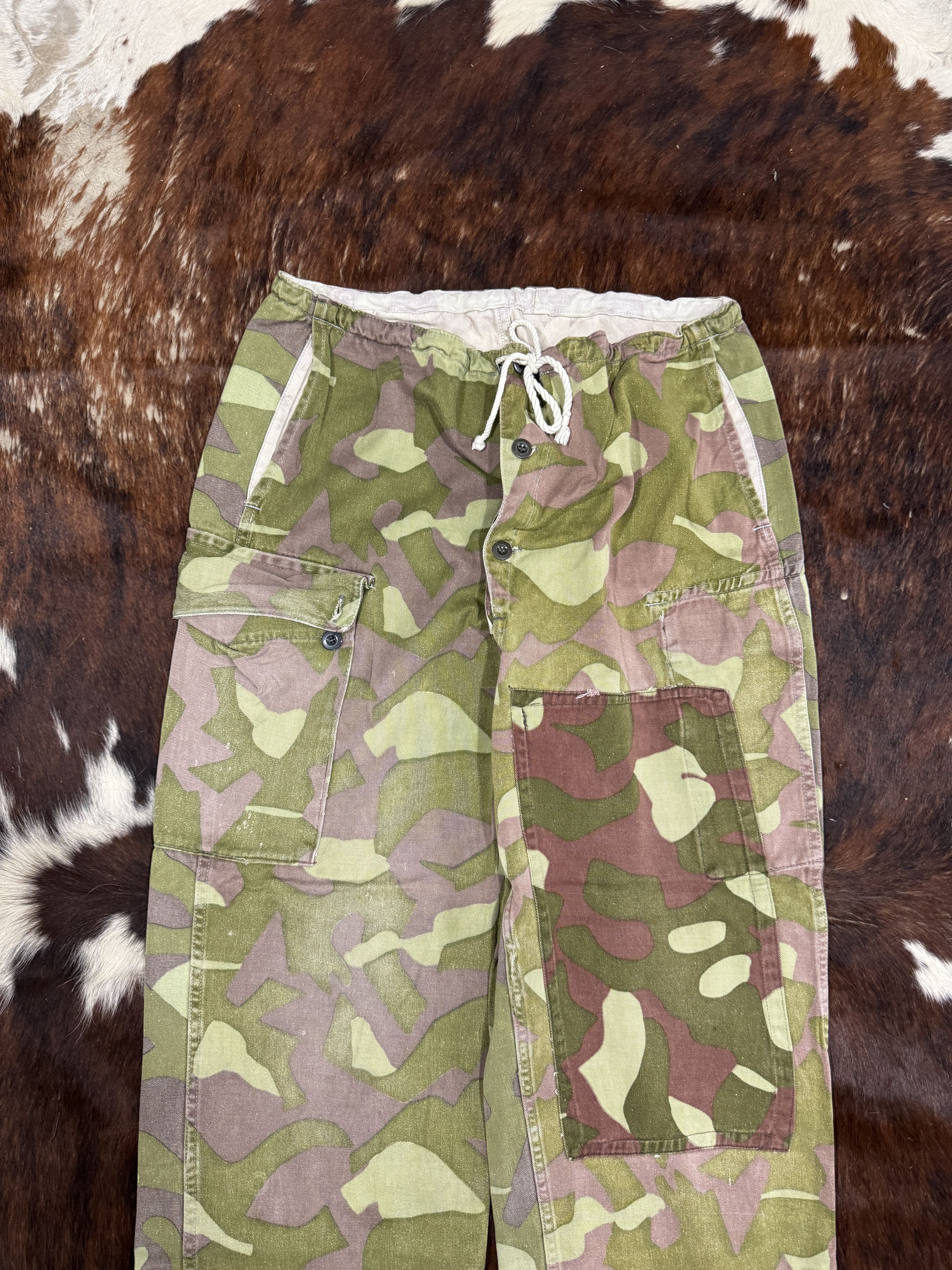 Vintage 60s Finnish Camou Cargo Pants Size 28" / US 6 / IT 42 - 4 Thumbnail