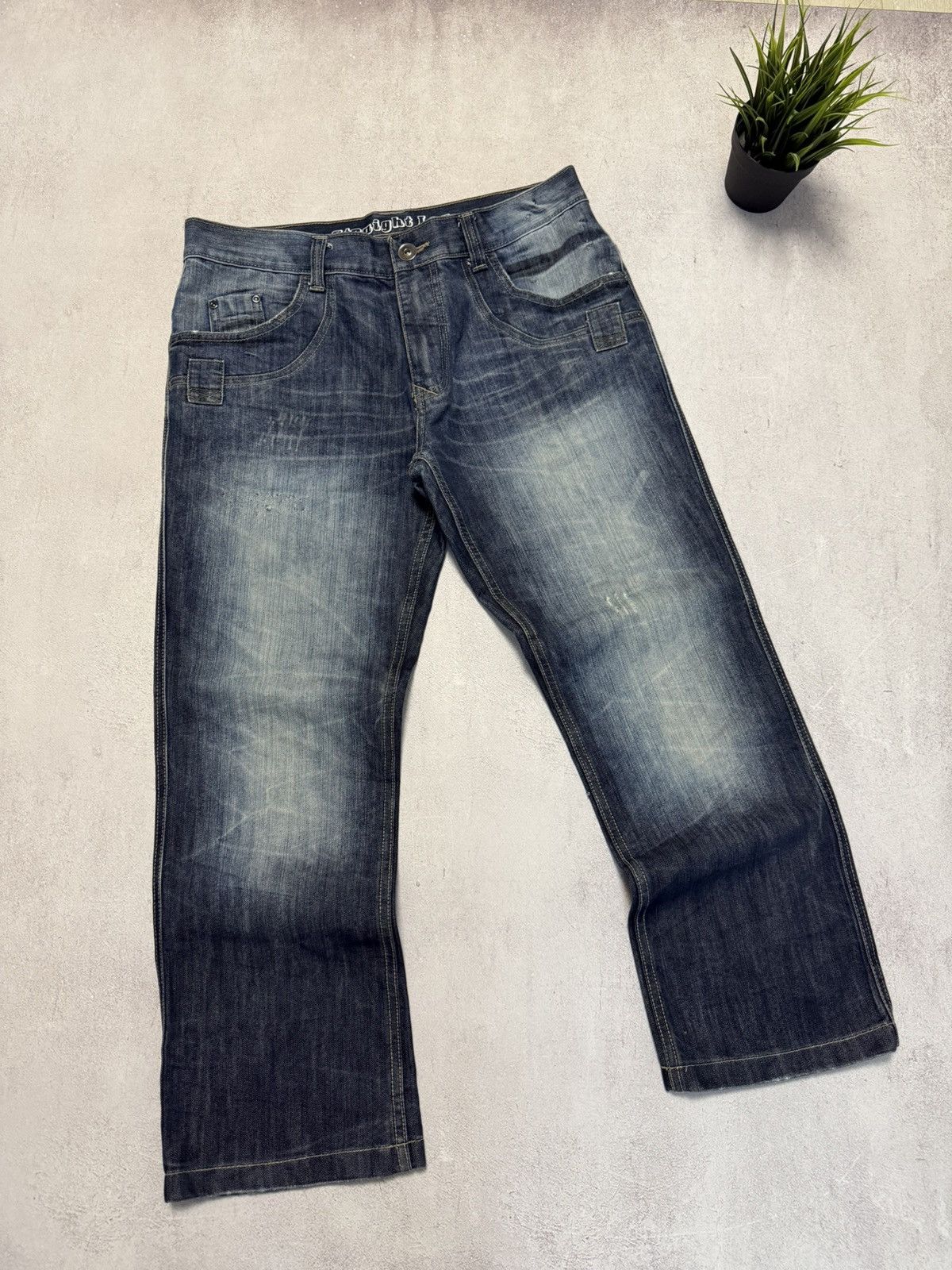 Japanese Brand SICK🚨 Japanese Straight Baggy Wash Denim Pants Y2K Rap 90s Size US 36 / EU 52 - 5 Thumbnail