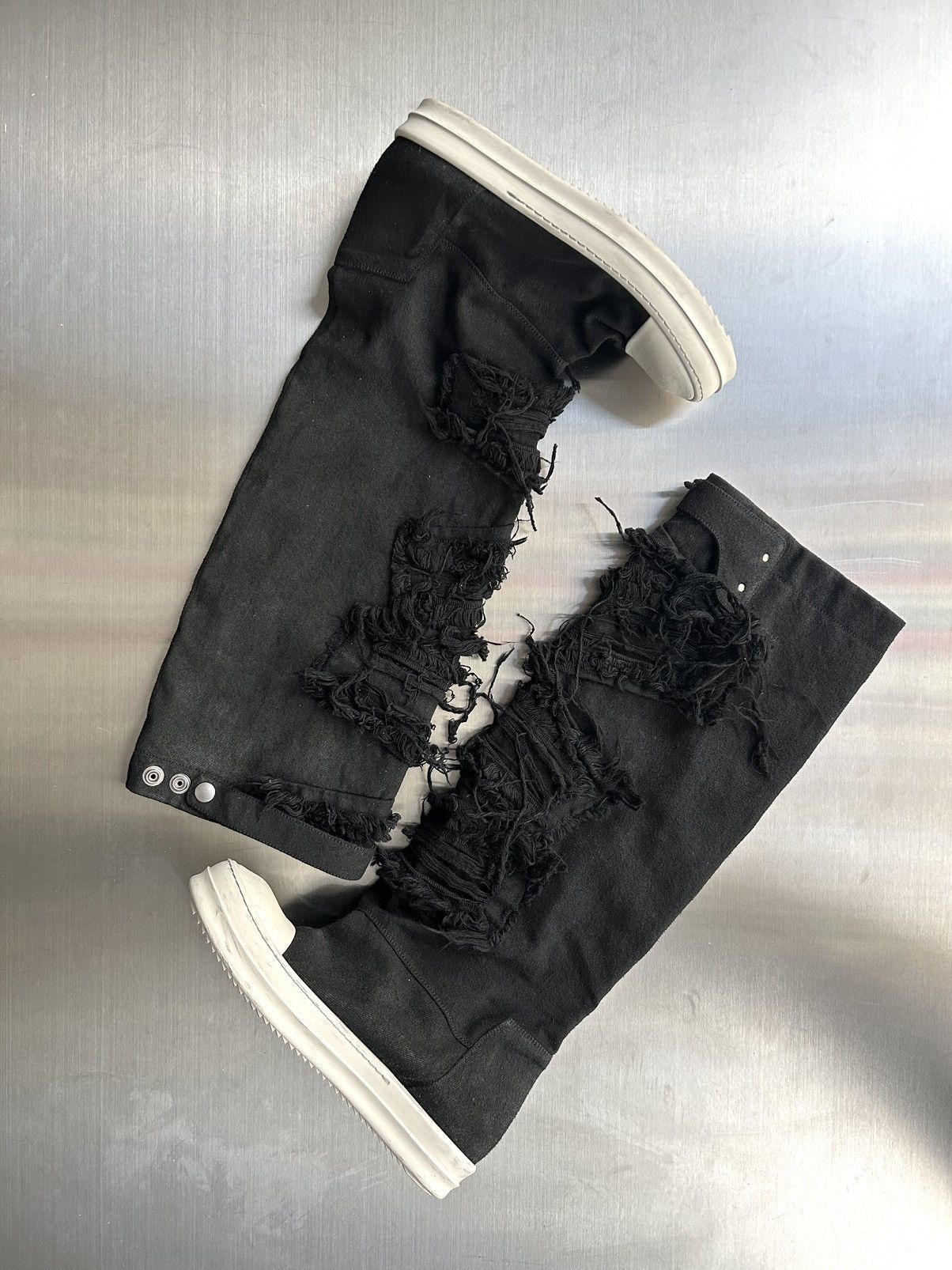 Rick Owens Rick Owens Elefant Distressed Denim Sneaker Boots Size US 7 / EU 40 - 1 Thumbnail