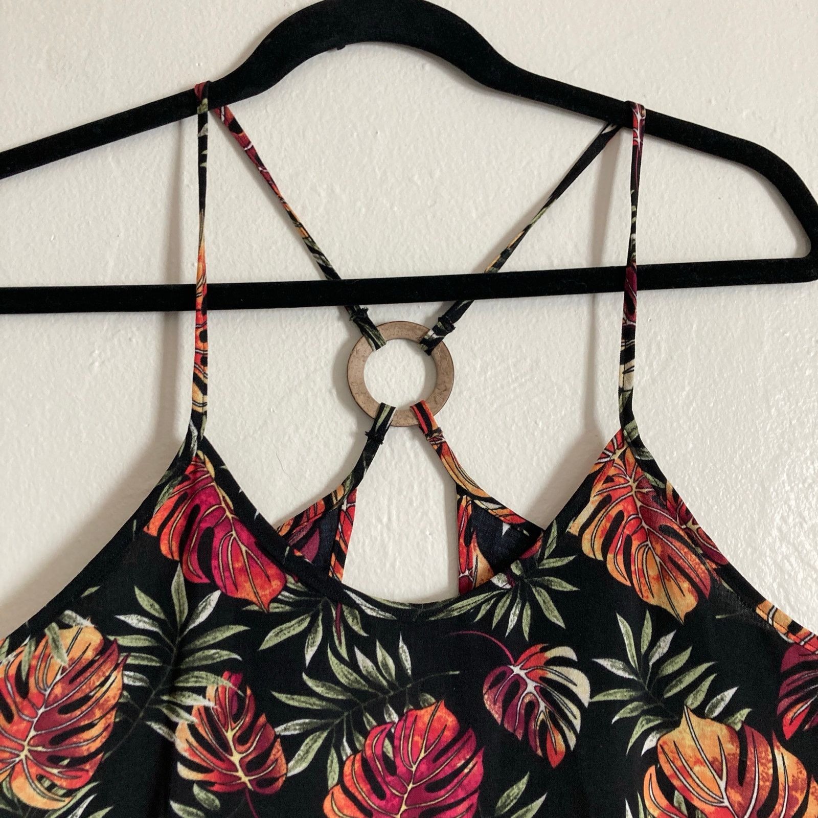 Other TY Mexican Tropical Leaf Summer Tank Spaghetti Strap Dress Size M / US 6-8 / IT 42-44 - 2 Thumbnail