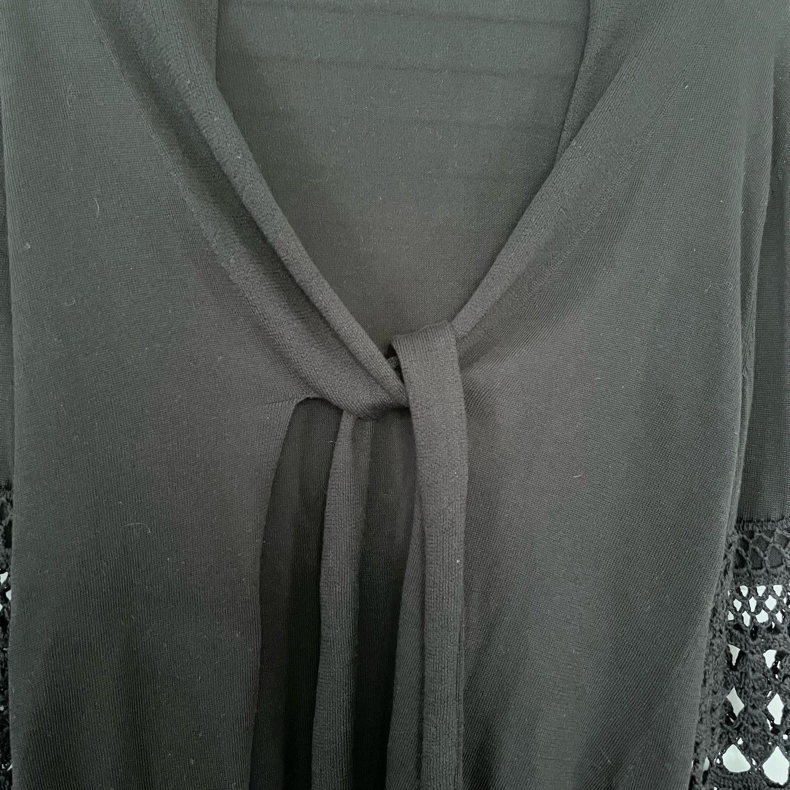 KOBI HALPERIN Kobi Halperin Black Crochet Flare Bell Sleeve Cardigan Size S / US 4 / IT 40 - 2 Thumbnail