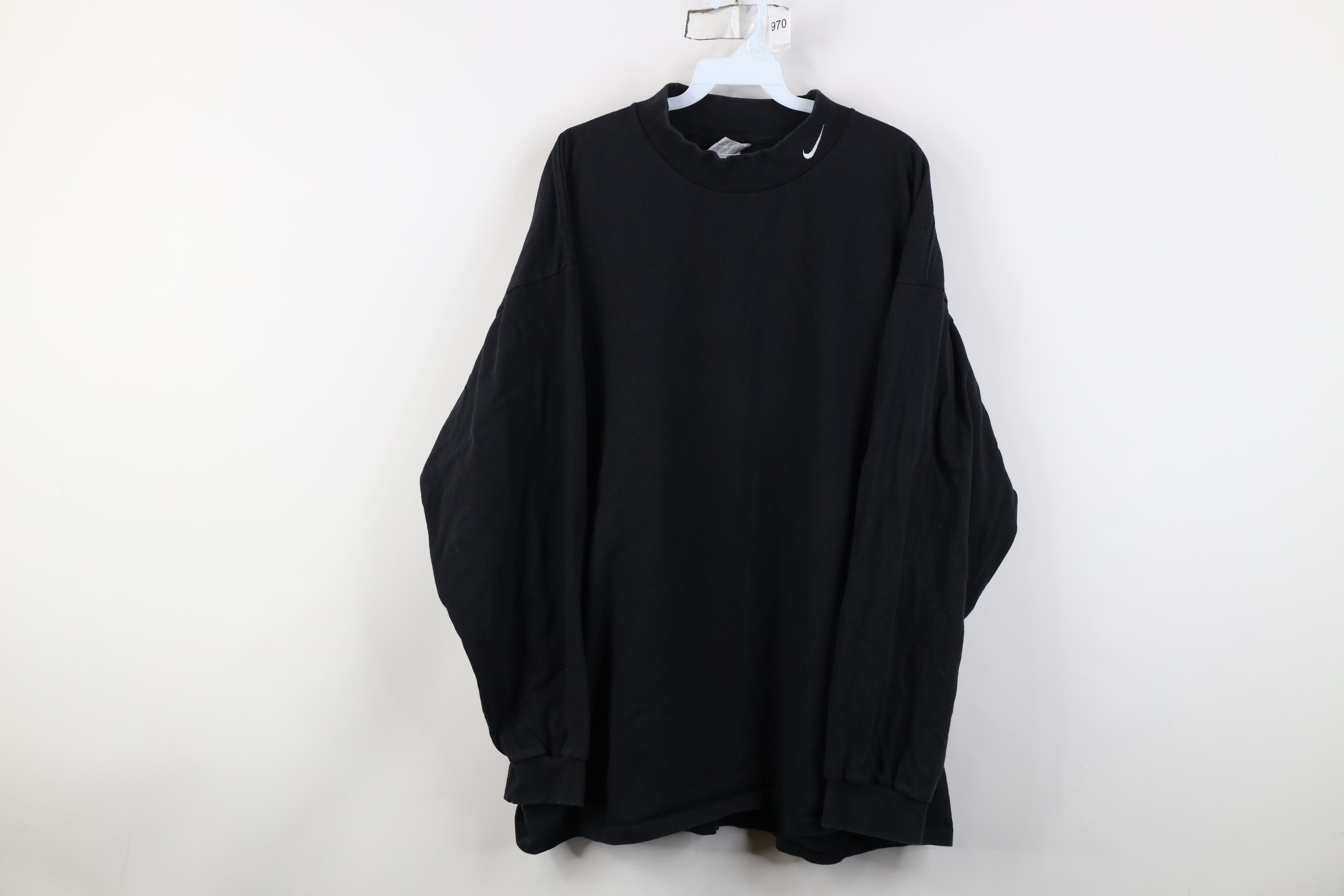 Nike Vintage Nike Mini Swoosh Mock Neck Long Sleeve T-Shirt Black Size US XXL / EU 58 / 5 - 1 Thumbnail