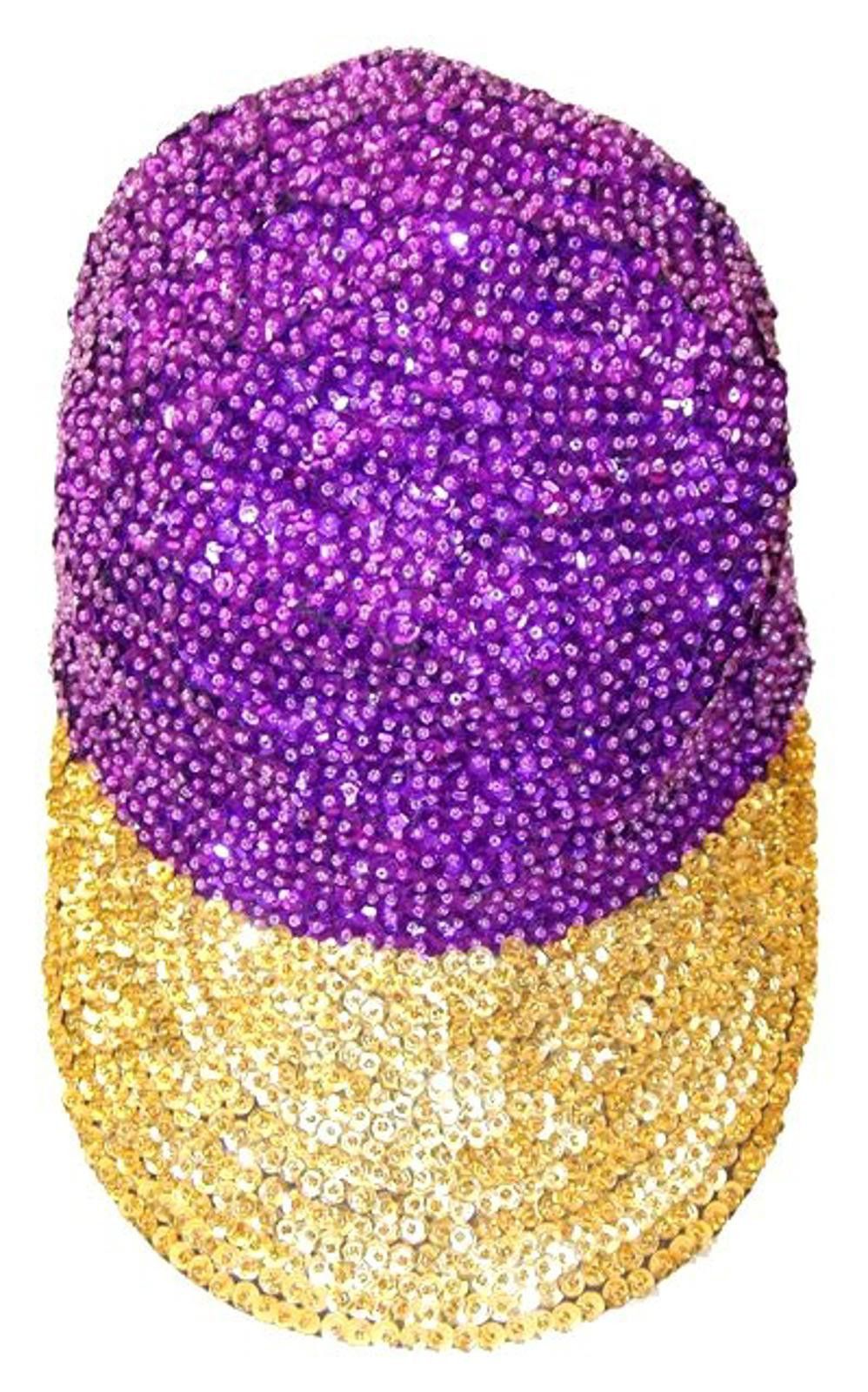 Designer Sequin Baseball Cap Purple W/ Gold Size ONE SIZE - 1 Preview