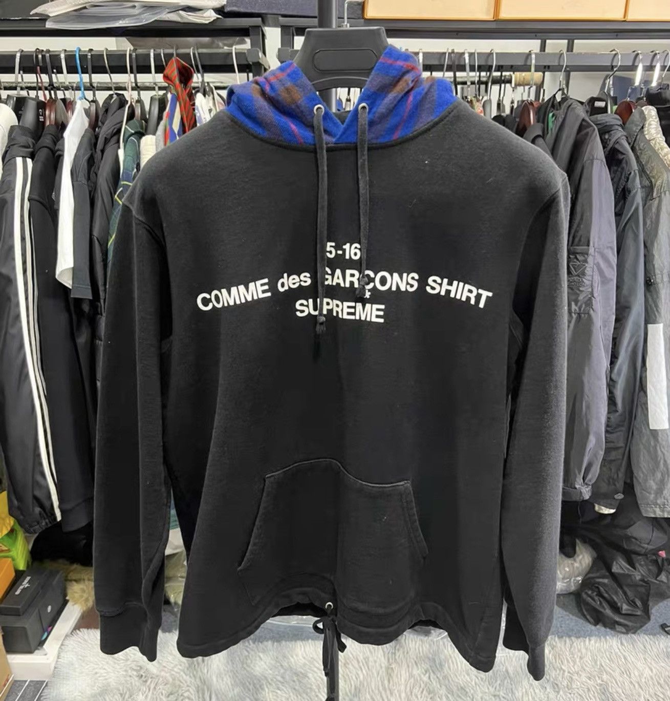 Supreme cdg black hooded sweatershirt