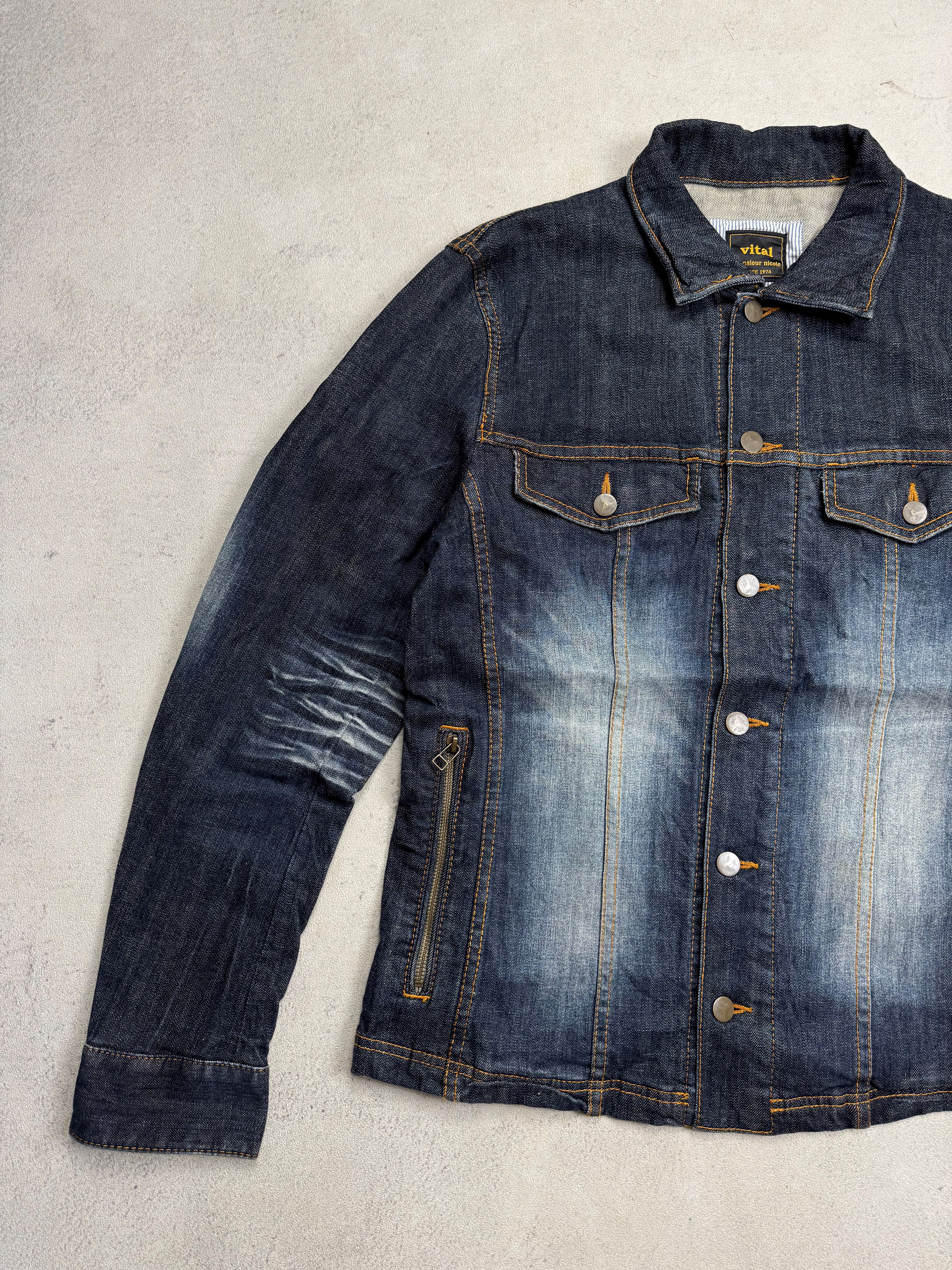 Japanese Brand VITAL Monsieur Nicole Mud Wash Denim Jacket Size US M / EU 48-50 / 2 - 3 Thumbnail