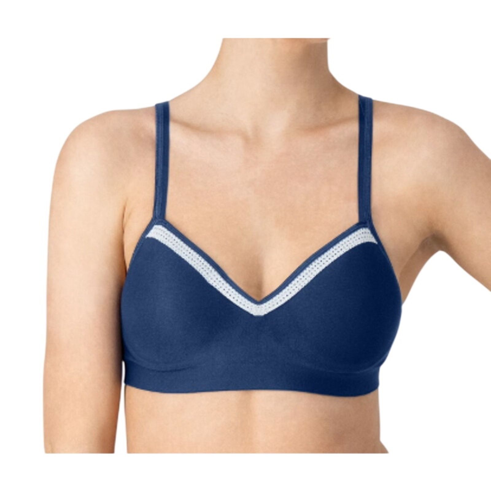Hanes Hanes Foam Evolution Wireless Bra SmoothTec Band Navy L Size ONE SIZE - 2 Thumbnail