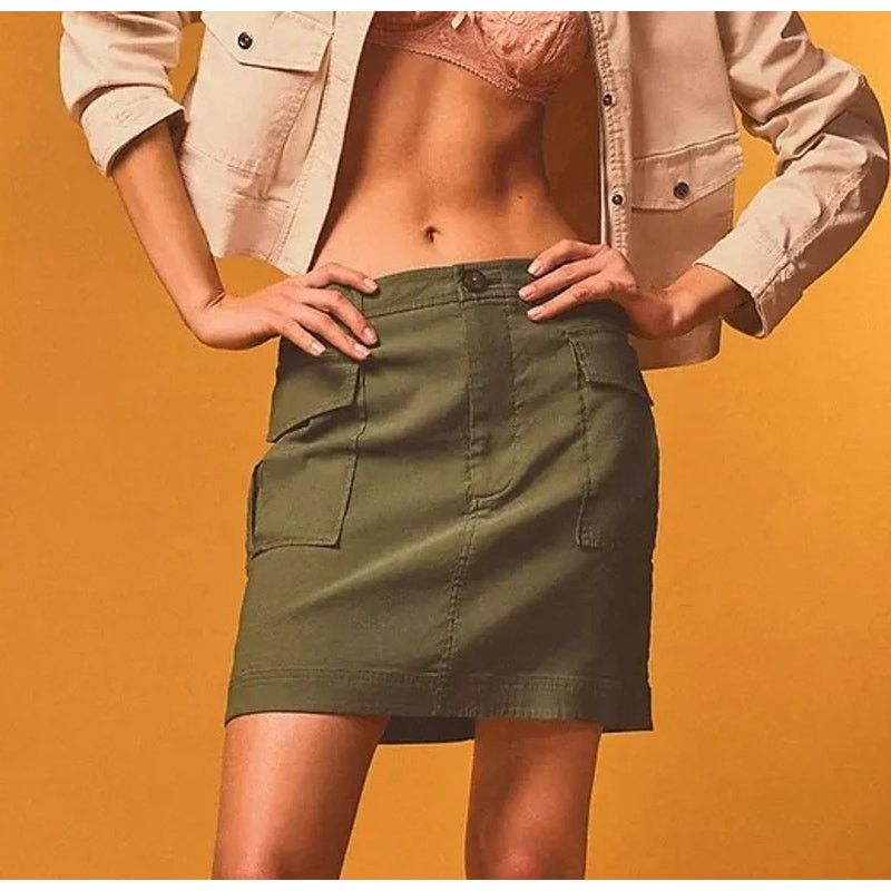 Anthropologie Maeve Anthropologie Moss Green Cargo Mini Skirt SMALL Size 28" / US 6 / IT 42 - 1 Thumbnail