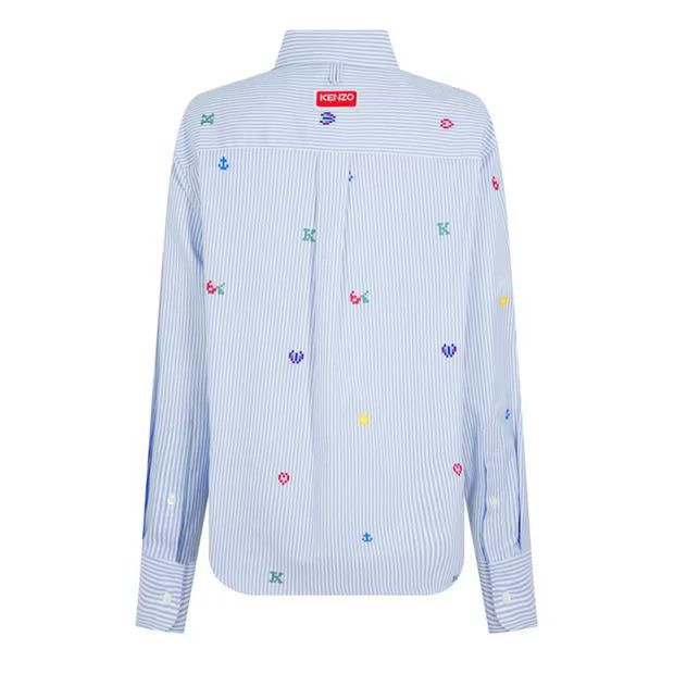 Kenzo o1g2r1mq1024 Pixel Striped Shirt in Light Blue Size M / US 6-8 / IT 42-44 - 2 Thumbnail
