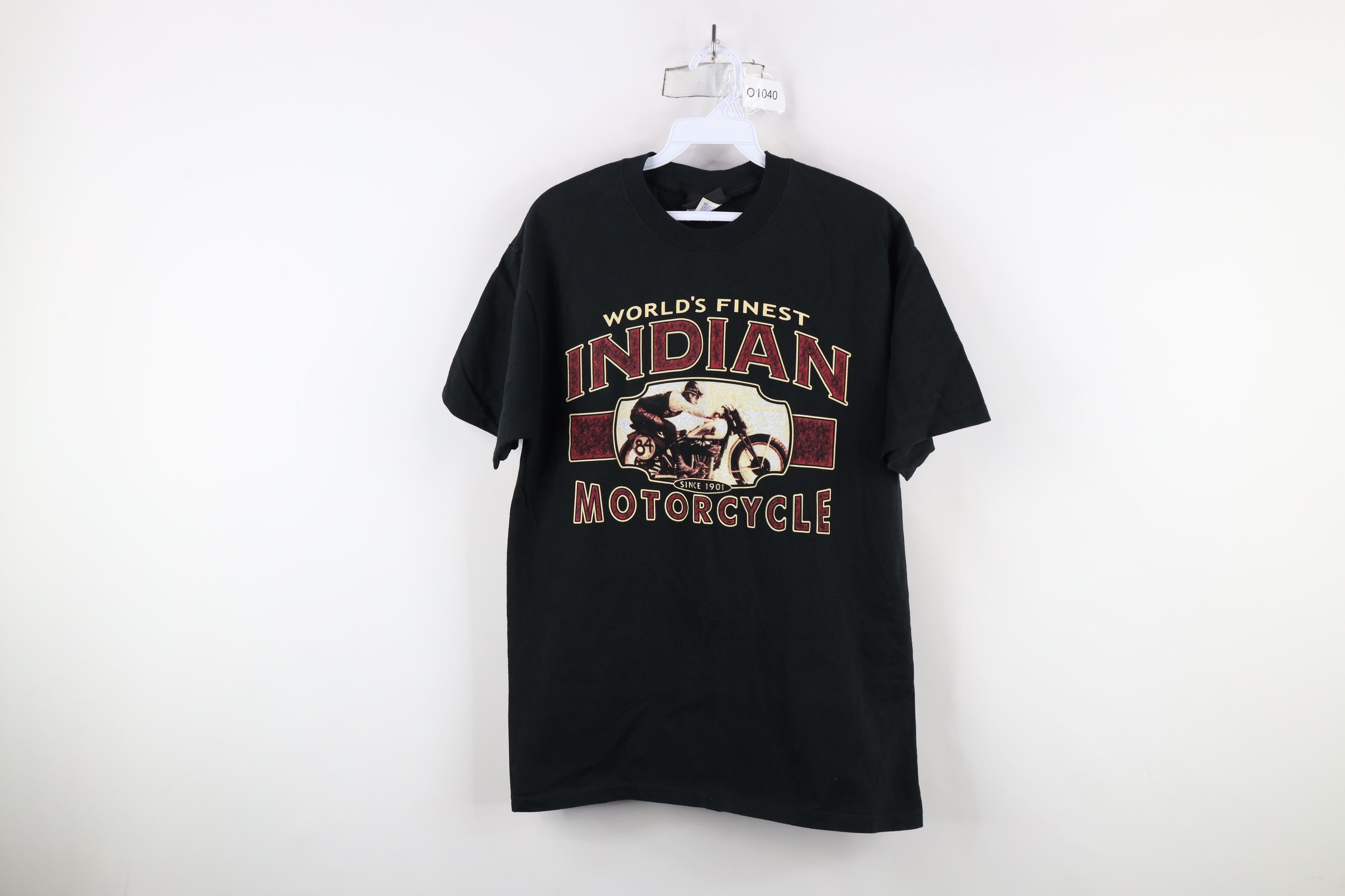 Vintage Vintage 90s Worlds Finest Indian Motorcycle T-Shirt Black Size US M / EU 48-50 / 2 - 1 Thumbnail