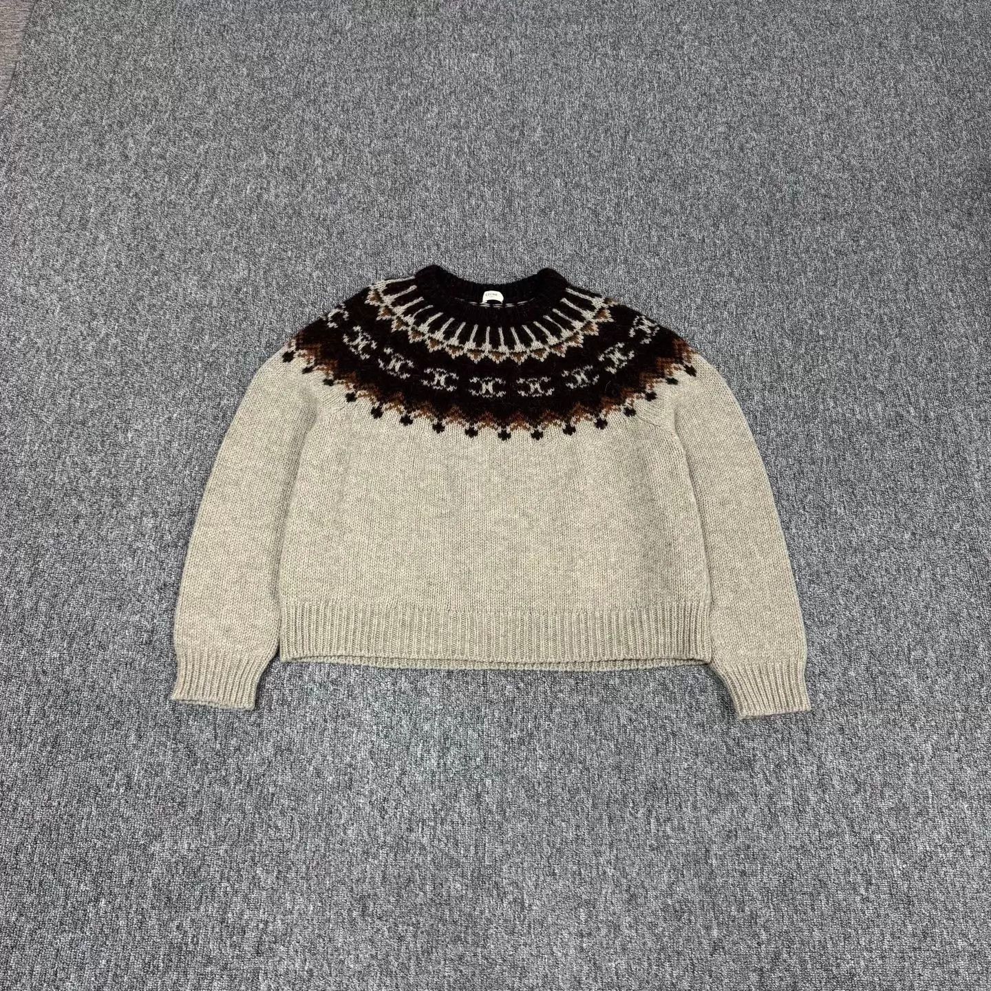 Celine Celine Triomphe Fair Isle Knit Sweater XL 99 New Size XL / US 12-14 / IT 48-50 - 1 Thumbnail