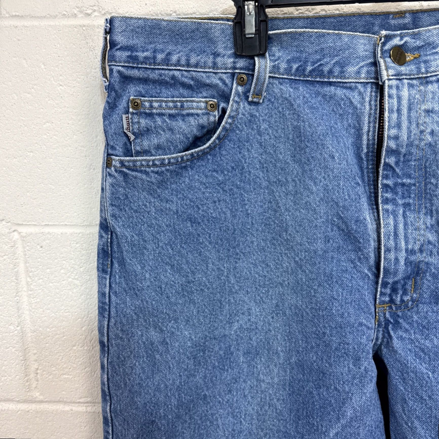 Carhartt Carhartt Mens Jeans Denim Relaxed Fit Medium Wash 40x30 Carhartt Logo 5-Pocket Style Straight Vintage No Mens Size US 40 / EU 56 - 2 Thumbnail