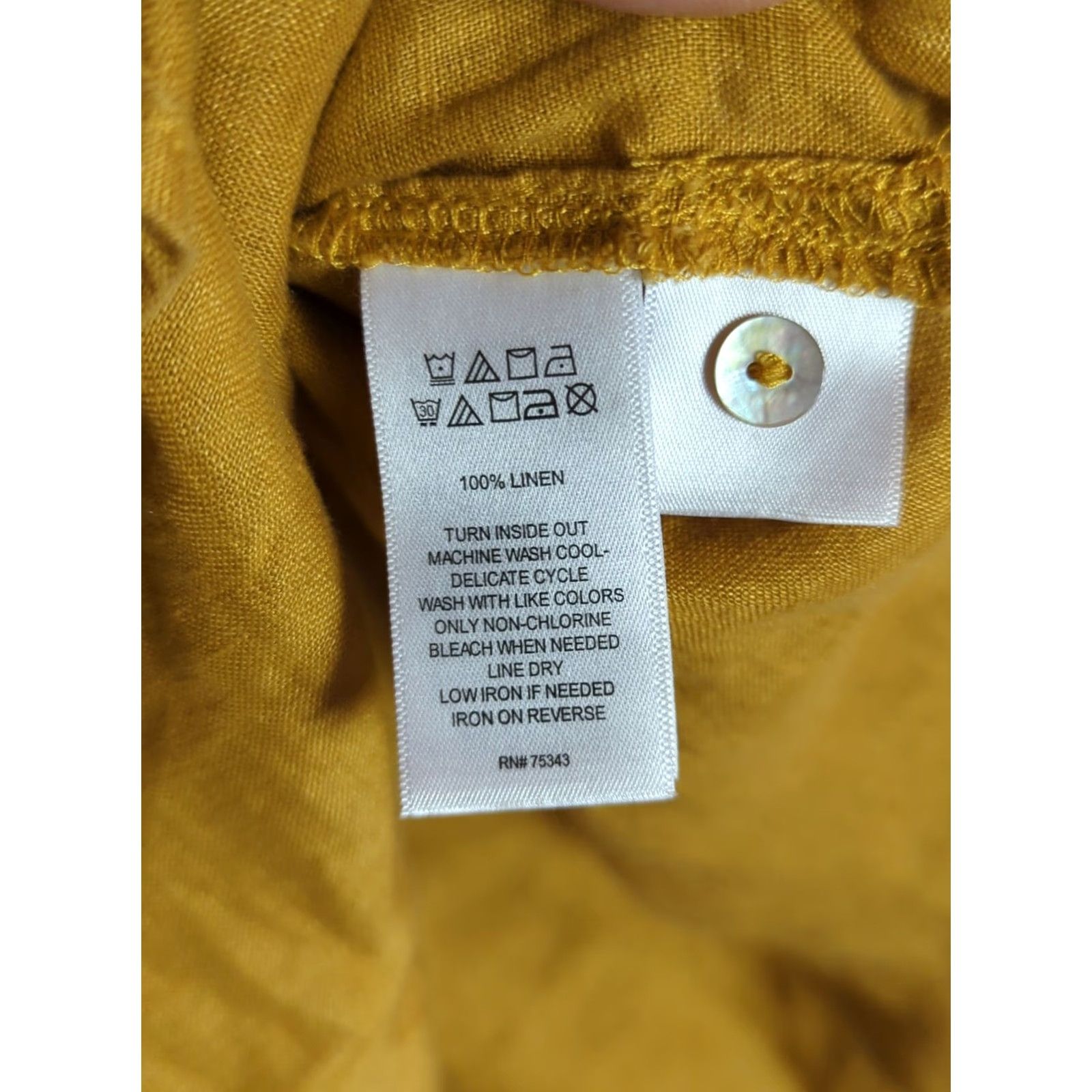 Vintage VINTAGE Tahari Linen Button-Up Tunic Women's 2X Long Sleeve Mustard Lagenlook Minimalist Size XXL / US 16-18 / IT 52-54 - 5 Thumbnail