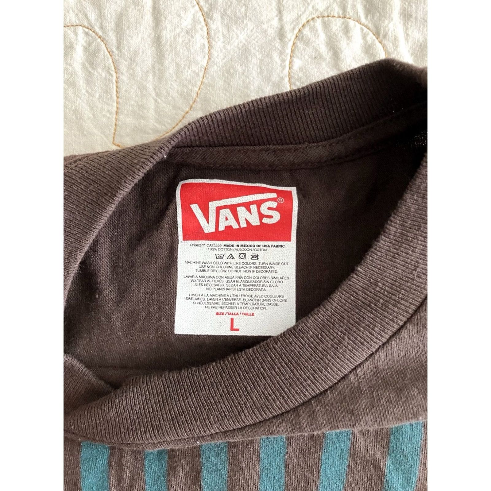Vans VANS T-Shirt Two Sided Large Swirl Logo Gray Teal Womens L Brown Accent Logo Short Sleeve Crew Neck Shirt Size L / US 10 / IT 46 - 2 Thumbnail