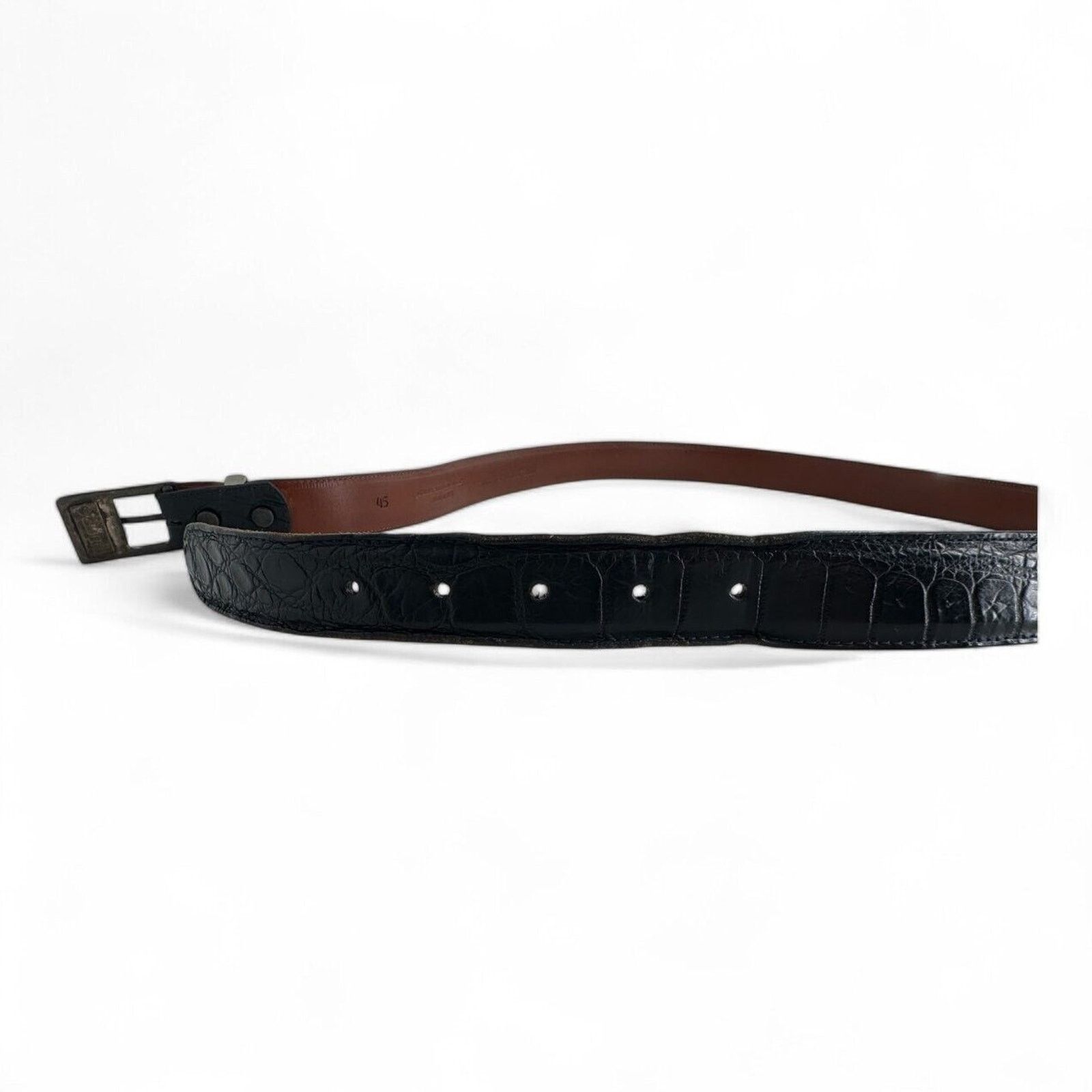 Sterling Silver JW Cooper .925 Sterling Silver Blue Alligator Belt sz 45 Size 44 - 6 Thumbnail