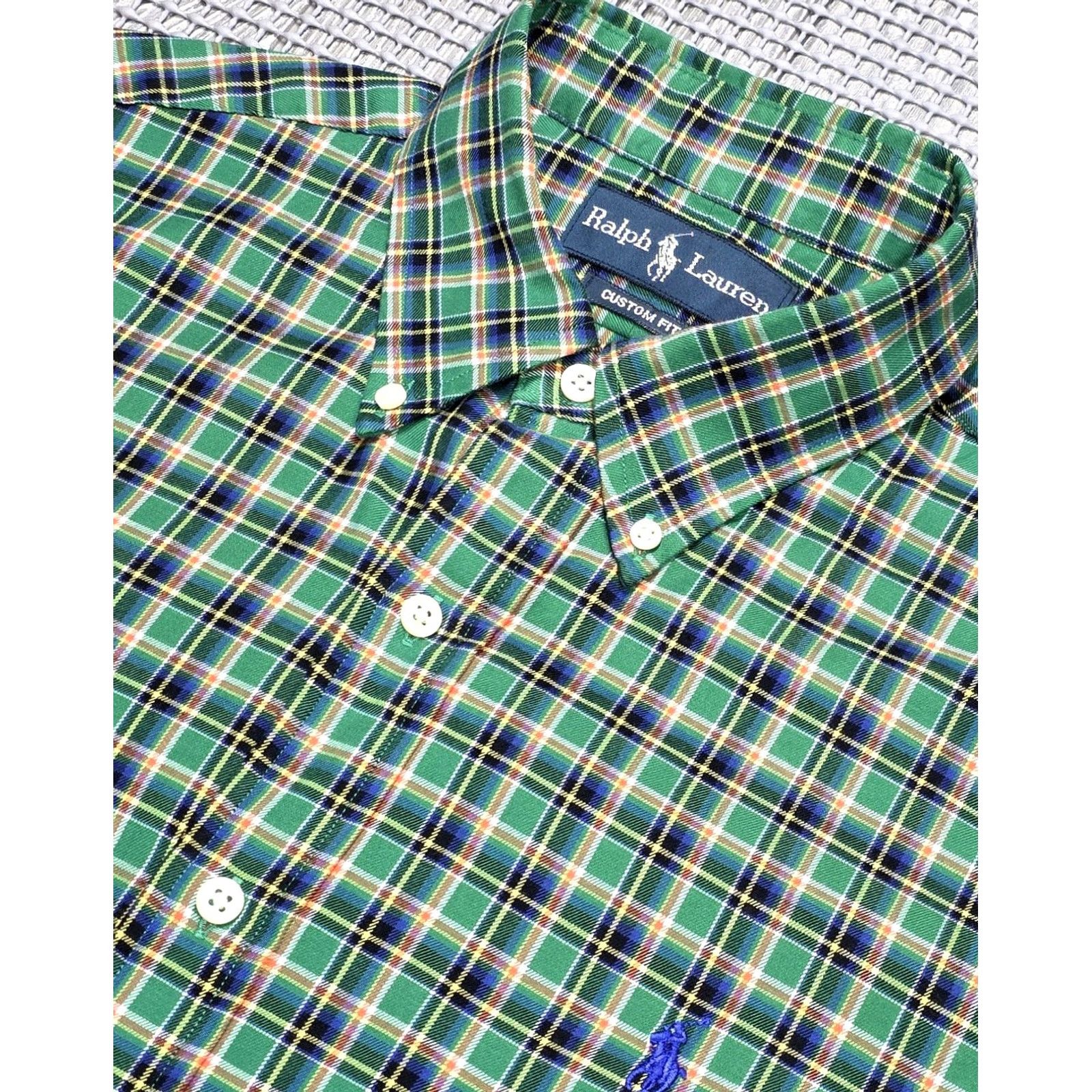 Polo Ralph Lauren Polo Ralph Lauren Green Vibrant Plaid Long Sleeve Button Up Shirt M Custom Twill Madras Vintage Mens Size US M / EU 48-50 / 2 - 7 Thumbnail