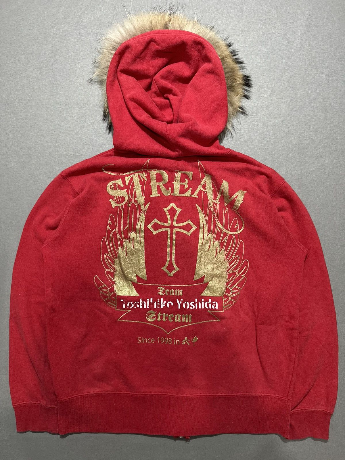 VINTAGE YOSHIHIKO YOSHIDA STREAM GOLD CROSS FUR ZIP HOODIE