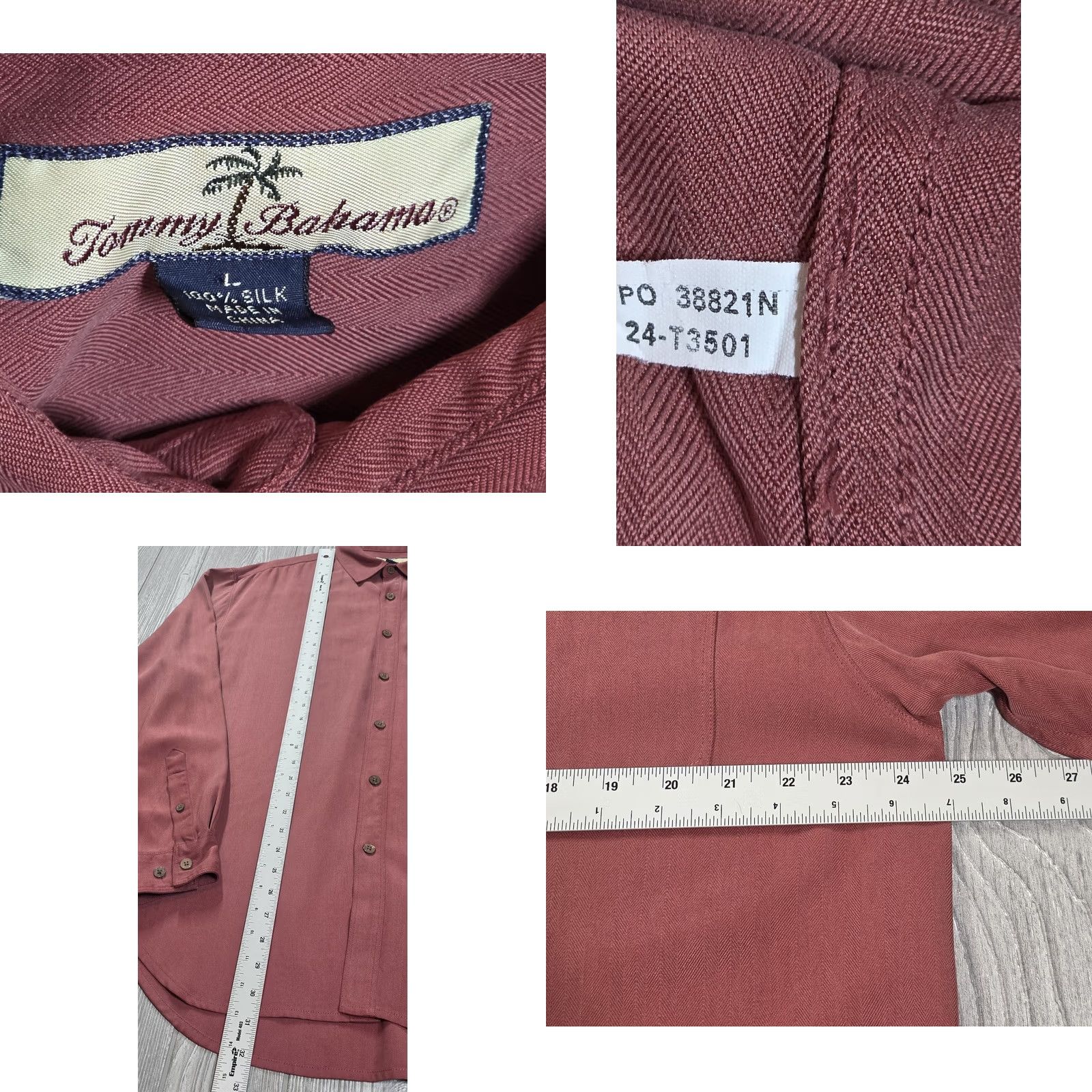 Tommy Bahama Tommy Bahama Silk Button Up Camp Shirt Mens L Red/Pink Long Sleeve Casual Resort Shirt Size US L / EU 52-54 / 3 - 8 Thumbnail