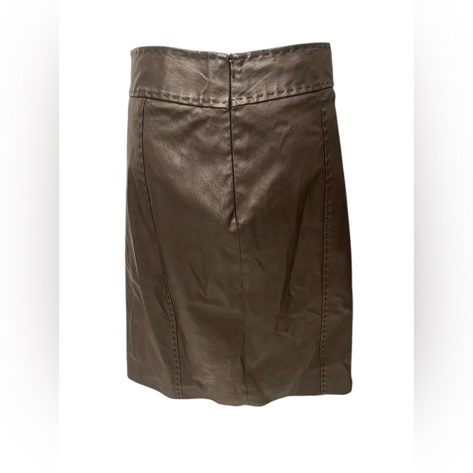 Kiton KITON Woman Dark Brown Faux Leather Skirt Size:46 Size 32" / US 10 / IT 46 - 5 Thumbnail