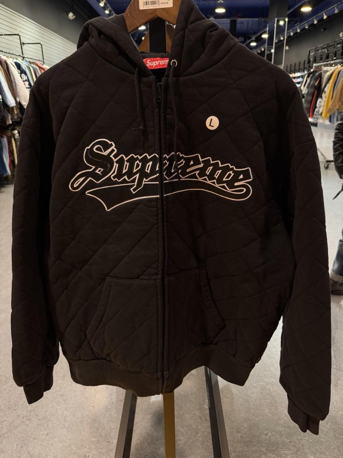 Supreme Supreme Large Quilted Zip Sweatshirt Tackle Twill Logo Black Size US L / EU 52-54 / 3 - 3 Thumbnail