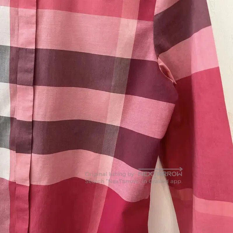 Burberry Burberry Pink Checked Long Sleeve Shirt. Size XS / US 0-2 / IT 36-38 - 3 Thumbnail