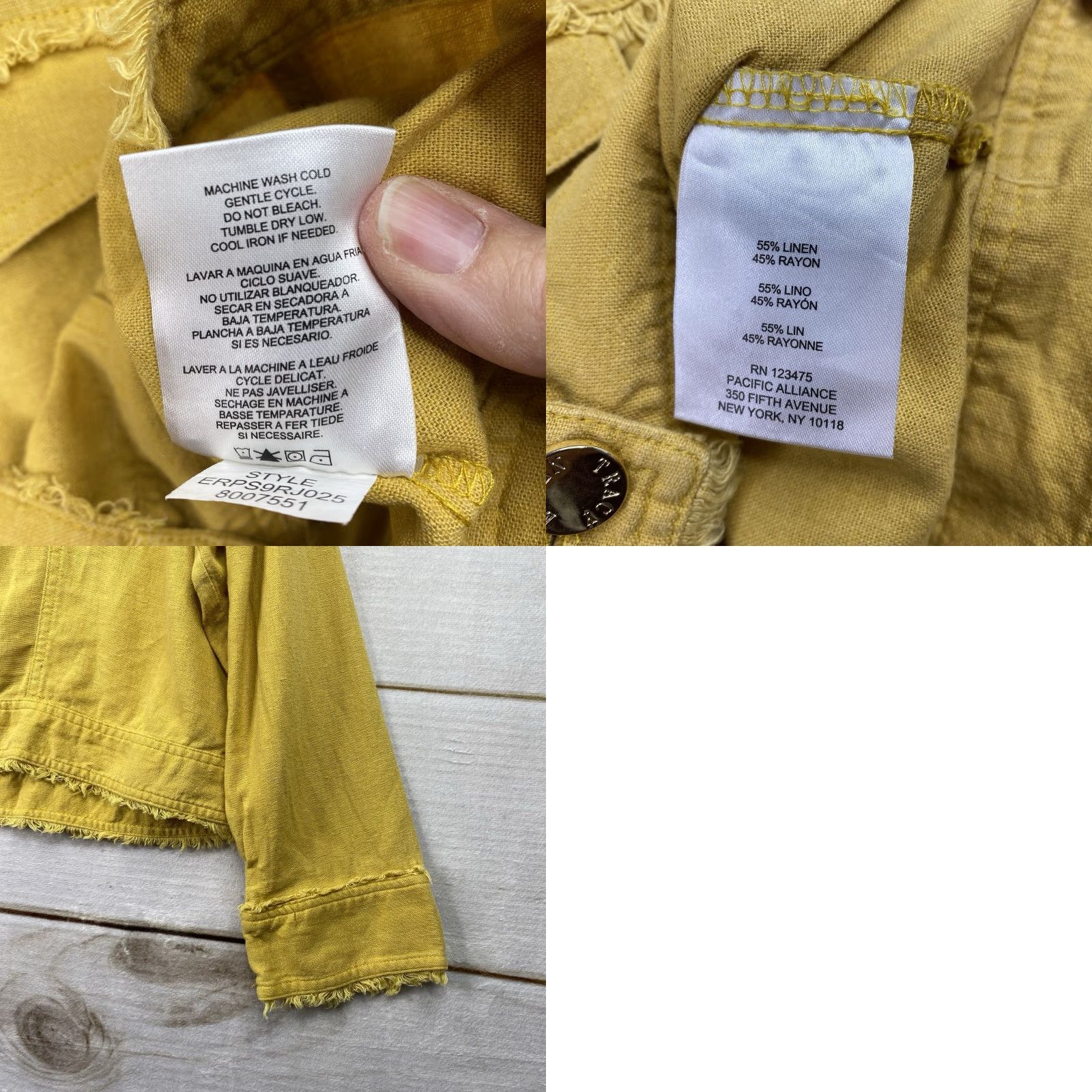 Ellen Tracy Ellen Tracy Jacket Women XL Petite Gold Button Up Fringe Boho Linen Blend Short Open Collarless Pockets Unlined Size XL / US 12-14 / IT 48-50 - 8 Thumbnail