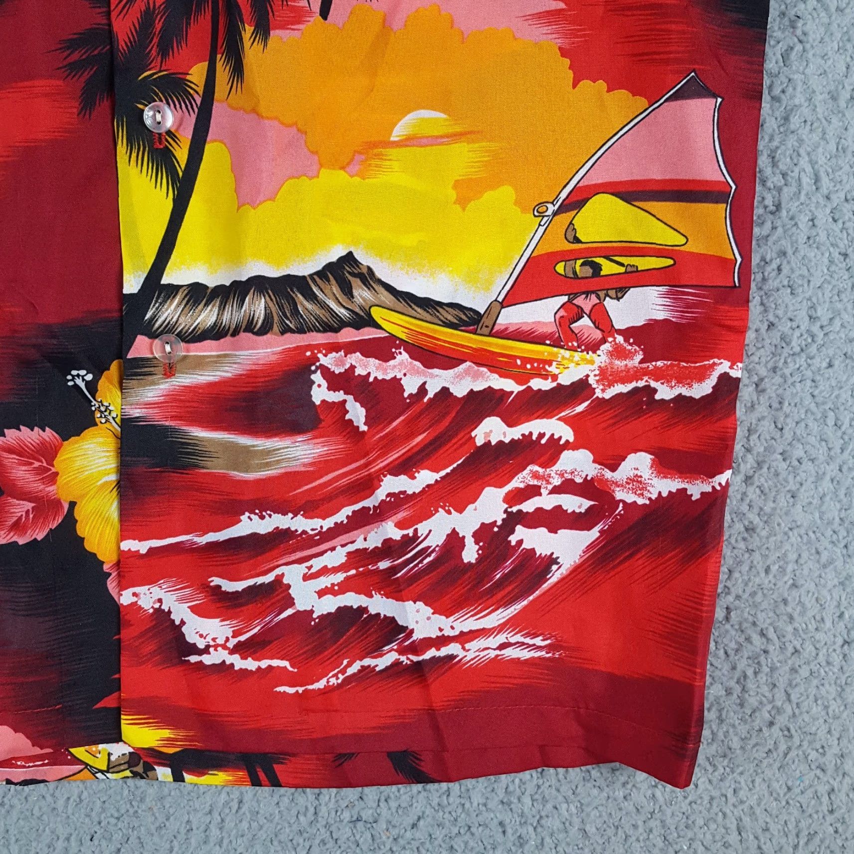 Vintage VINTAGE Kalena Fashions Vintage Hawaiian Surfer Aloha Camp Shirt Men's M Red Short Sleeve Button-Up Beach Casual Workwear 90s Island Party/Cocktail Size US M / EU 48-50 / 2 - 4 Thumbnail