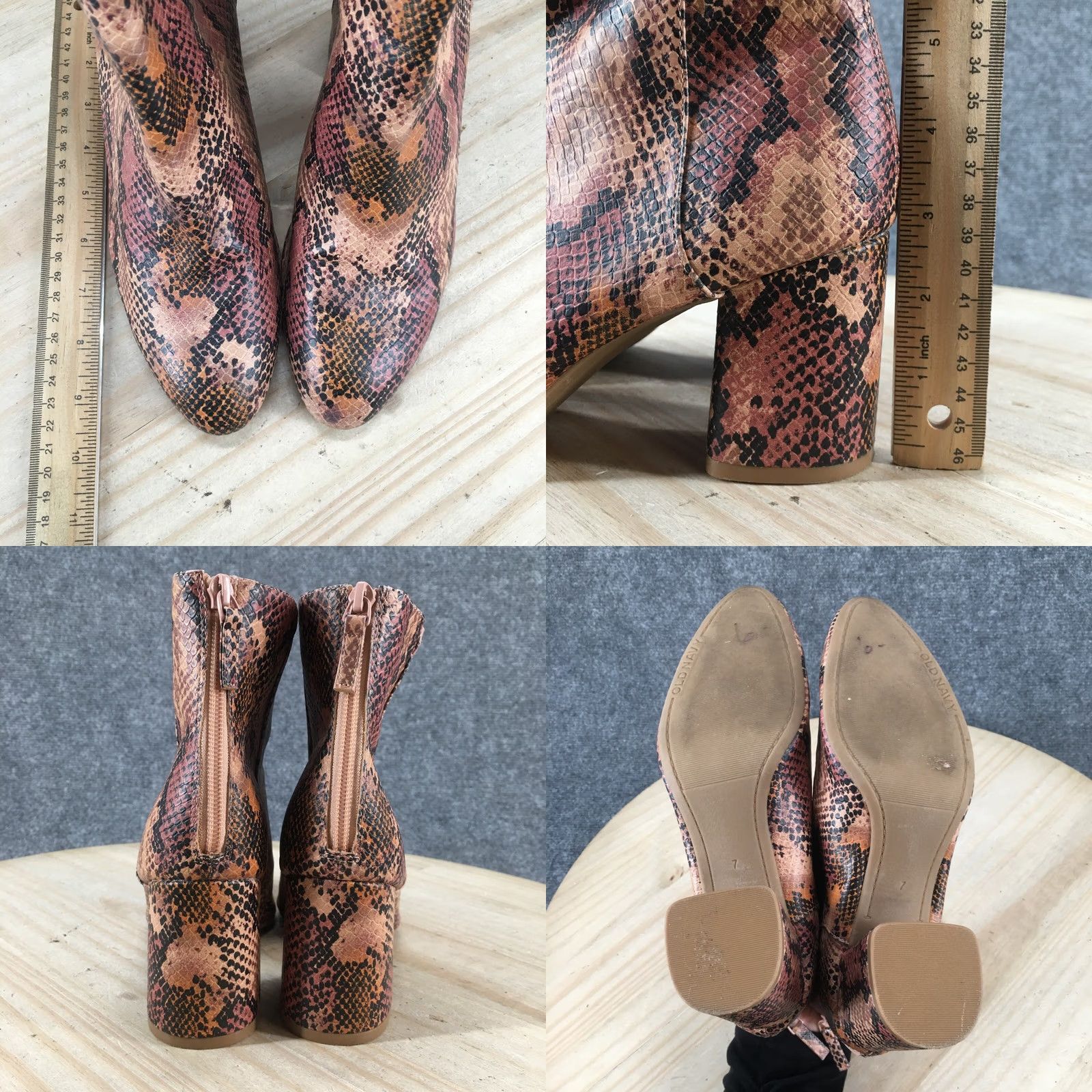 Old Navy Old Navy Booties Womens 7 Animal Print Brown Leather Back Zip Boot Heels Size US 7 / IT 37 - 8 Thumbnail