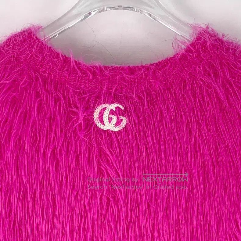 Gucci Gucci Rose-pink double G embroidered wool round-neck long- Size M / US 6-8 / IT 42-44 - 5 Thumbnail