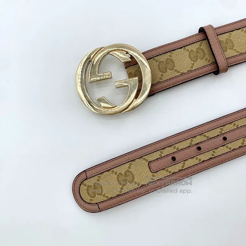 Gucci Gucci Brown logo jacquard double G smooth buckle belt Size ONE SIZE - 4 Thumbnail
