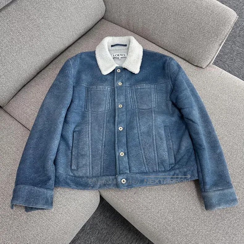 Loewe Loewe Blue Leather and Fur Integrated Jacket Size US L / EU 52-54 / 3 - 1 Thumbnail