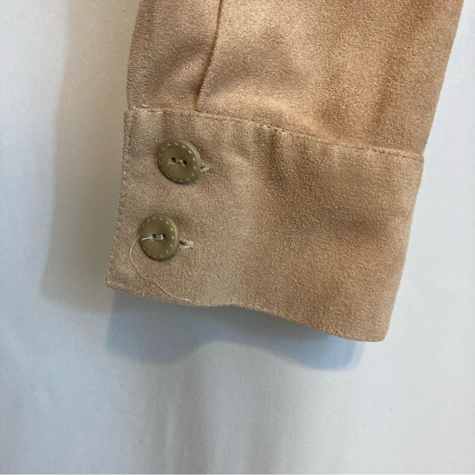 Vintage Vintage Ultra Suede Leather Tan Button Up Blouse Top Size M / US 6-8 / IT 42-44 - 5 Thumbnail