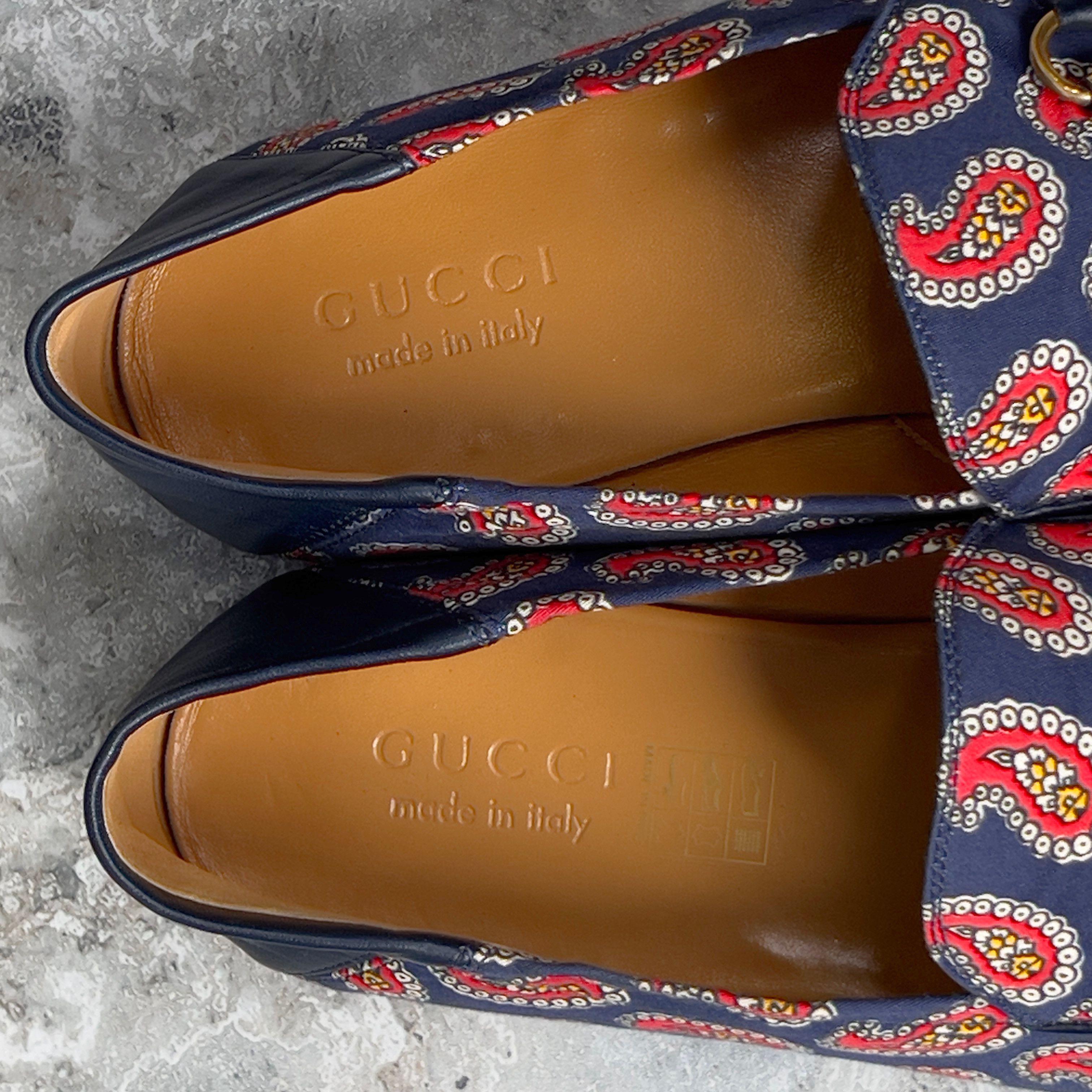 Gucci Canvas Paisley Horsebit Brixton Loafers Size US 10 / EU 43 - 11 Thumbnail