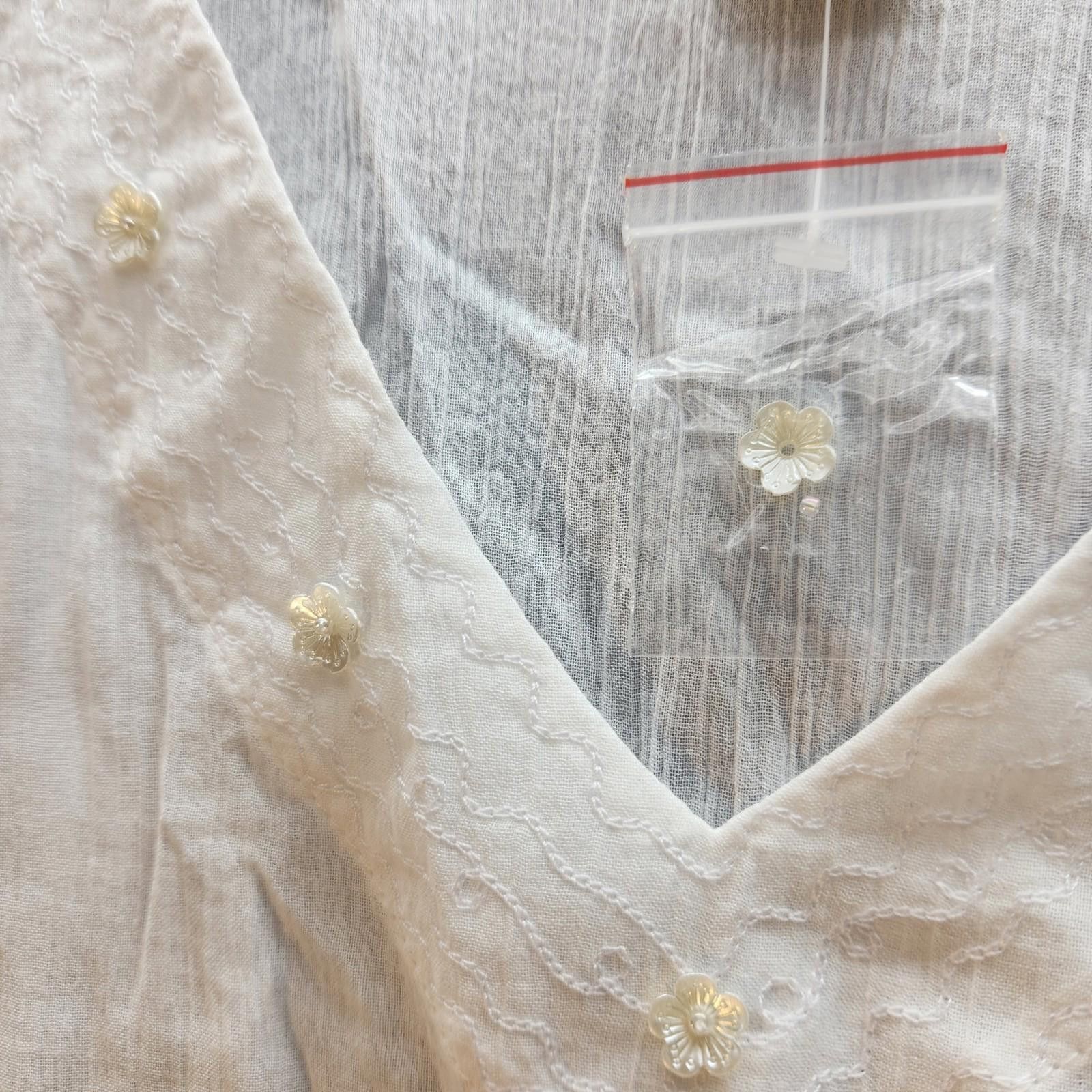 Designer Nomadic Traders Fresco White Cotton Tunic Top Size XL NWOT Size XL / US 12-14 / IT 48-50 - 4 Thumbnail
