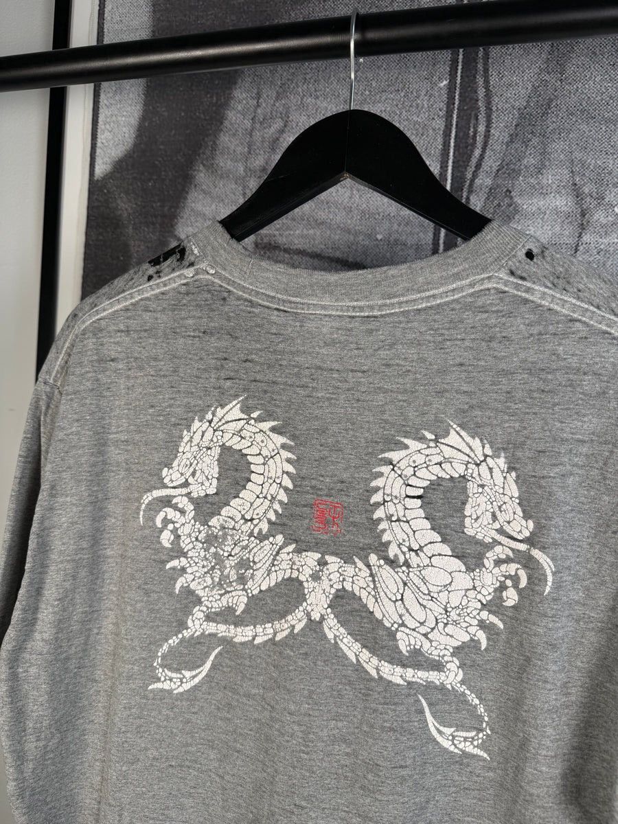 Vintage 🚭VINTAGE🚭THRASHED PAPER THIN 90s BOOTLEG STUSSY DRAGON TEE Size US XL / EU 56 / 4 - 12 Thumbnail